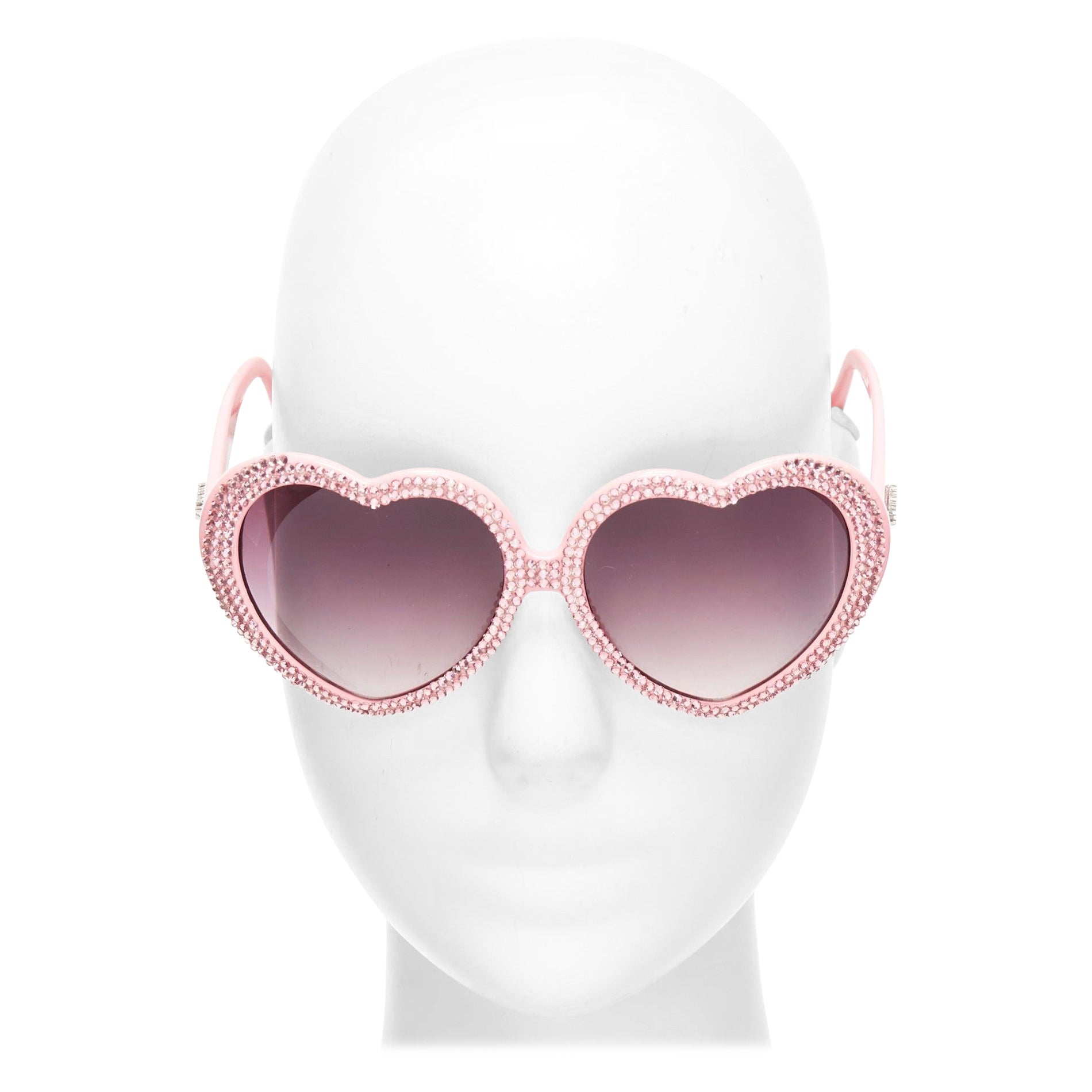 A-MORIR rose cristal incrusté en forme de coeur logo argenté lunettes de soleil