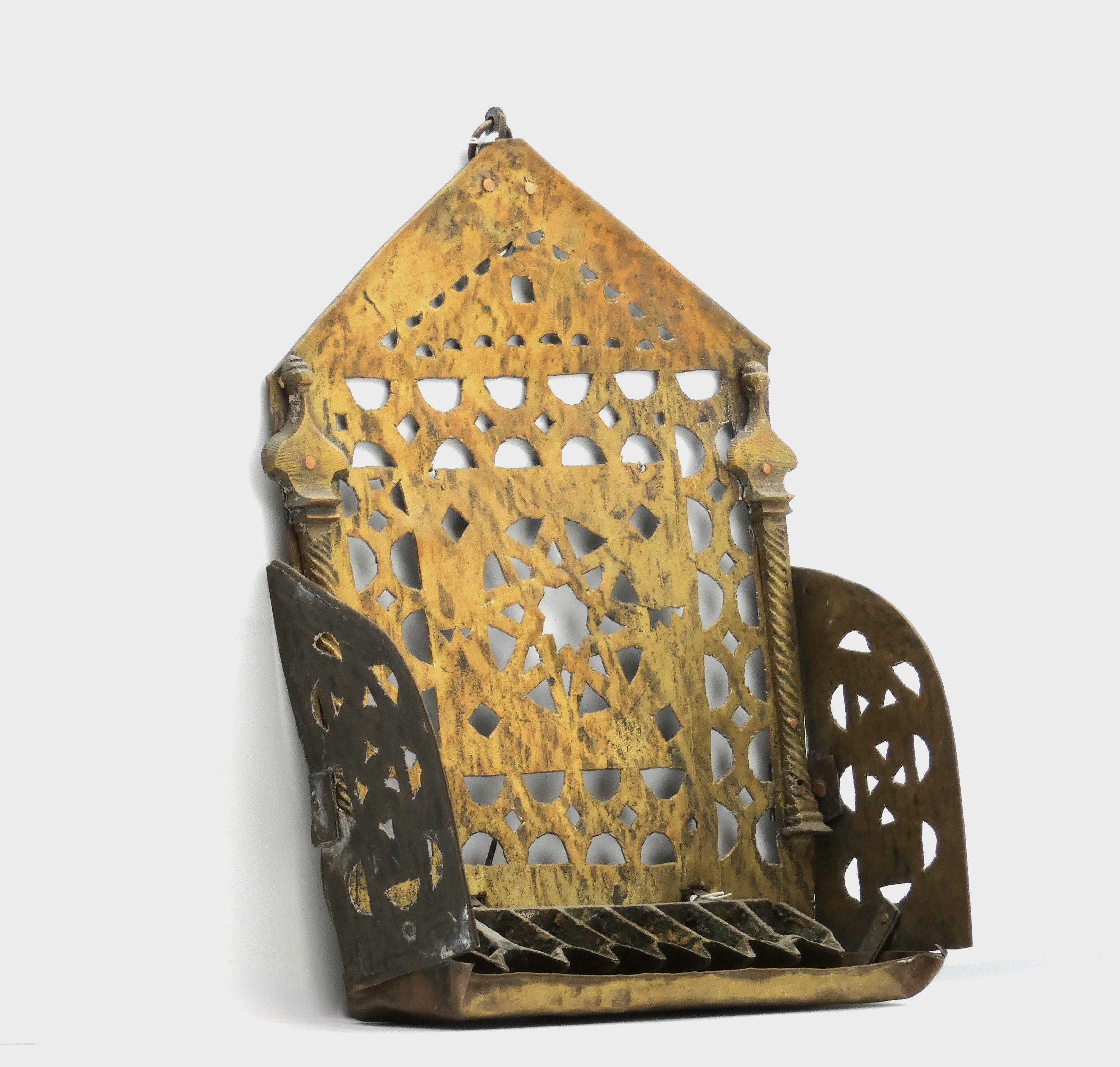 A Moroccan Brass Hanukkah Lamp early 20th Century  For Sale 1