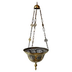 Lampe à suspension marocaine en métal, circa années 1940