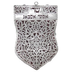 Antique A Moroccan Silver and Velvet Mezuzah Case, Circa 1910