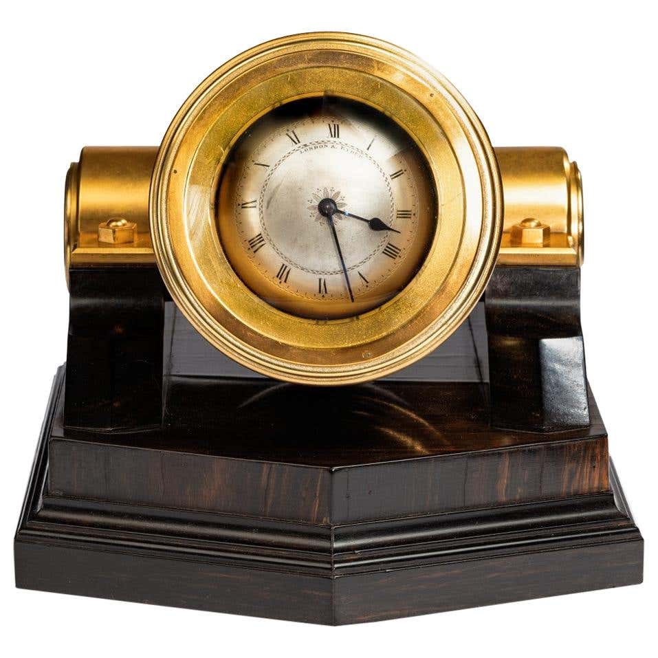 Large Gilt Brass Engraved Oval Table Clock by Thomas Cole For Sale at ...