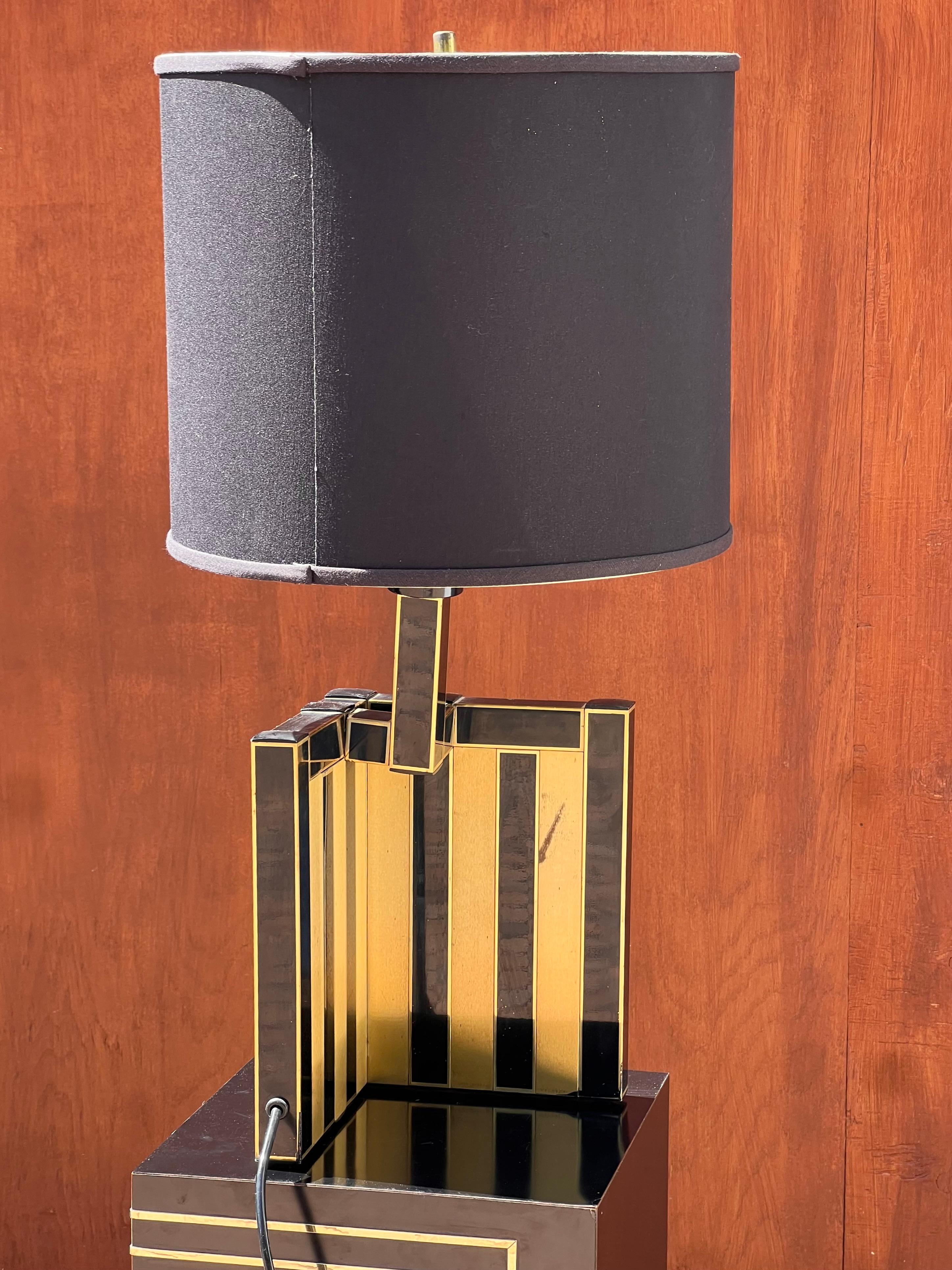 A cityscape table lamp by BD Lumica, probably designed by Willy Rizzo, Spain circa 1970. This lamp features a mosaic esque Paul Evans inspired tiling. Made in Spain.