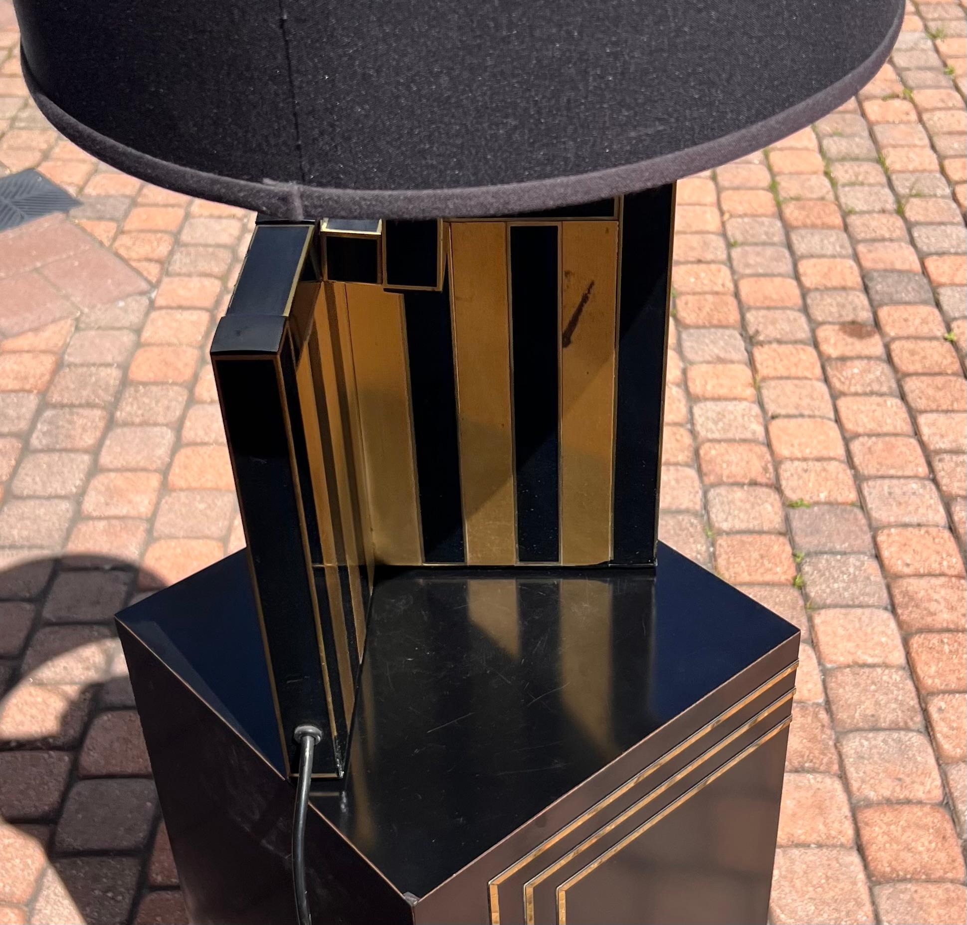 Metal A mosaic table lamp by BD Lumica, signed, circa 1970 For Sale