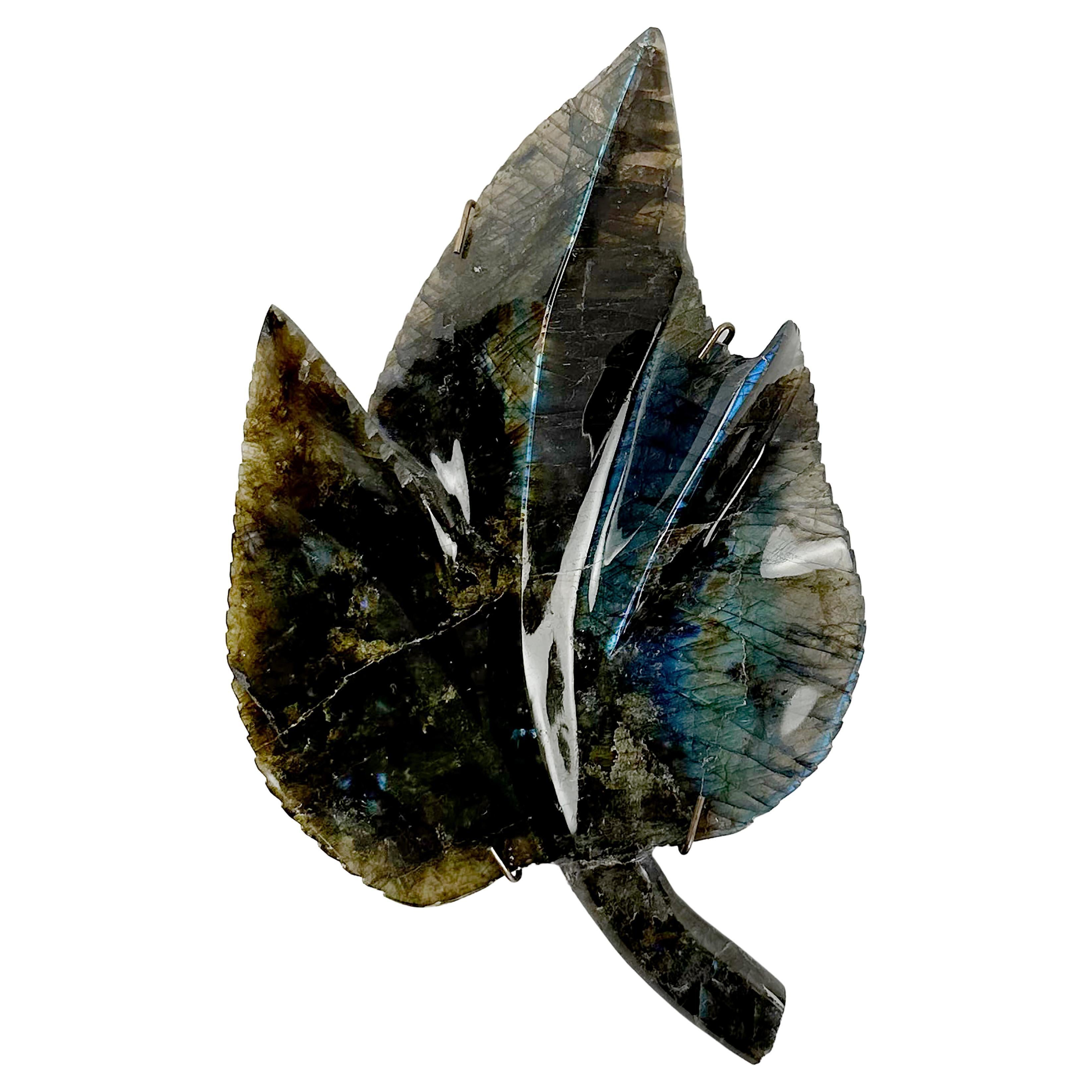 Foglia scolpita in Labradorite verde Greene & Greene Forrest