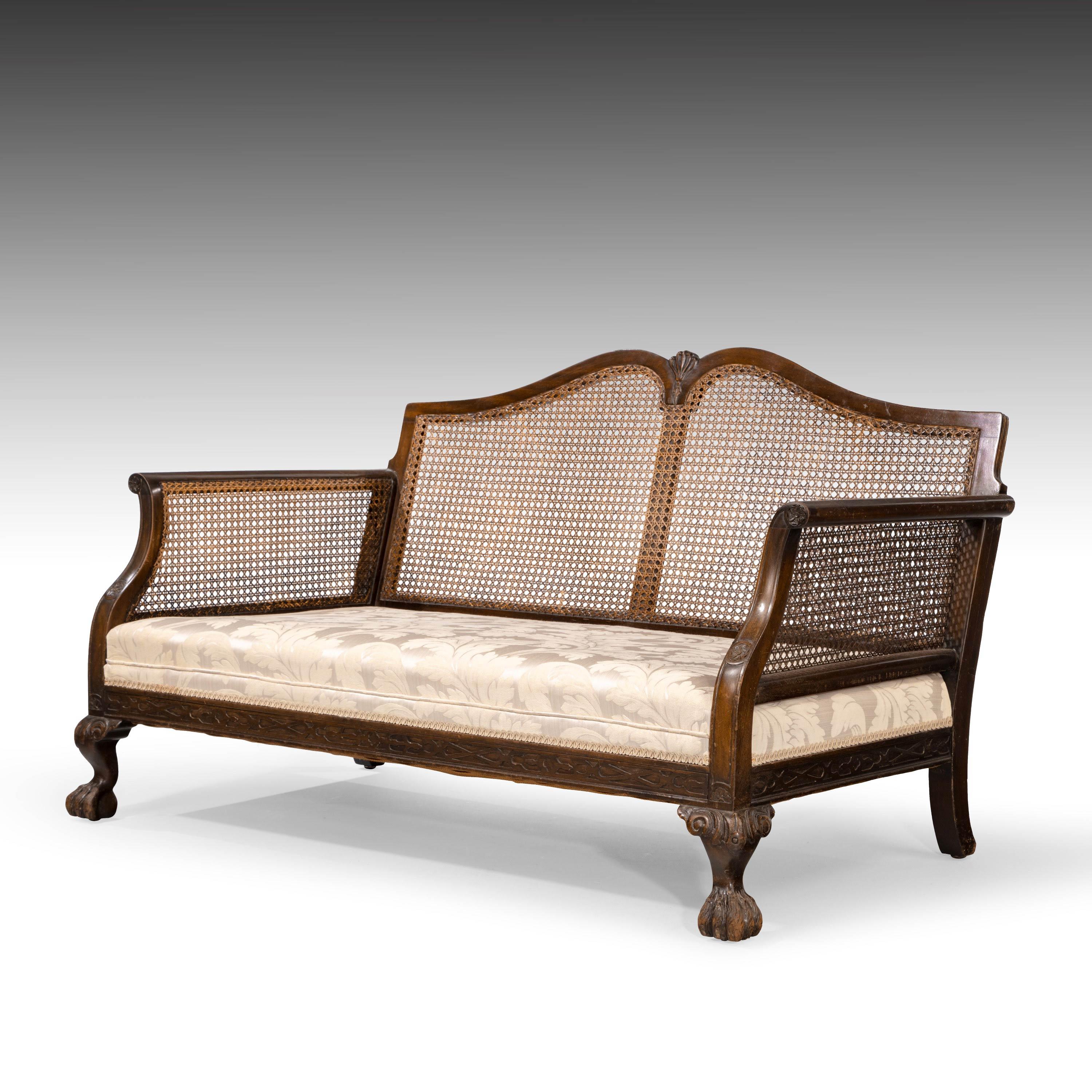 Walnut Most Attractive Early 20th Century Bergère Sofa