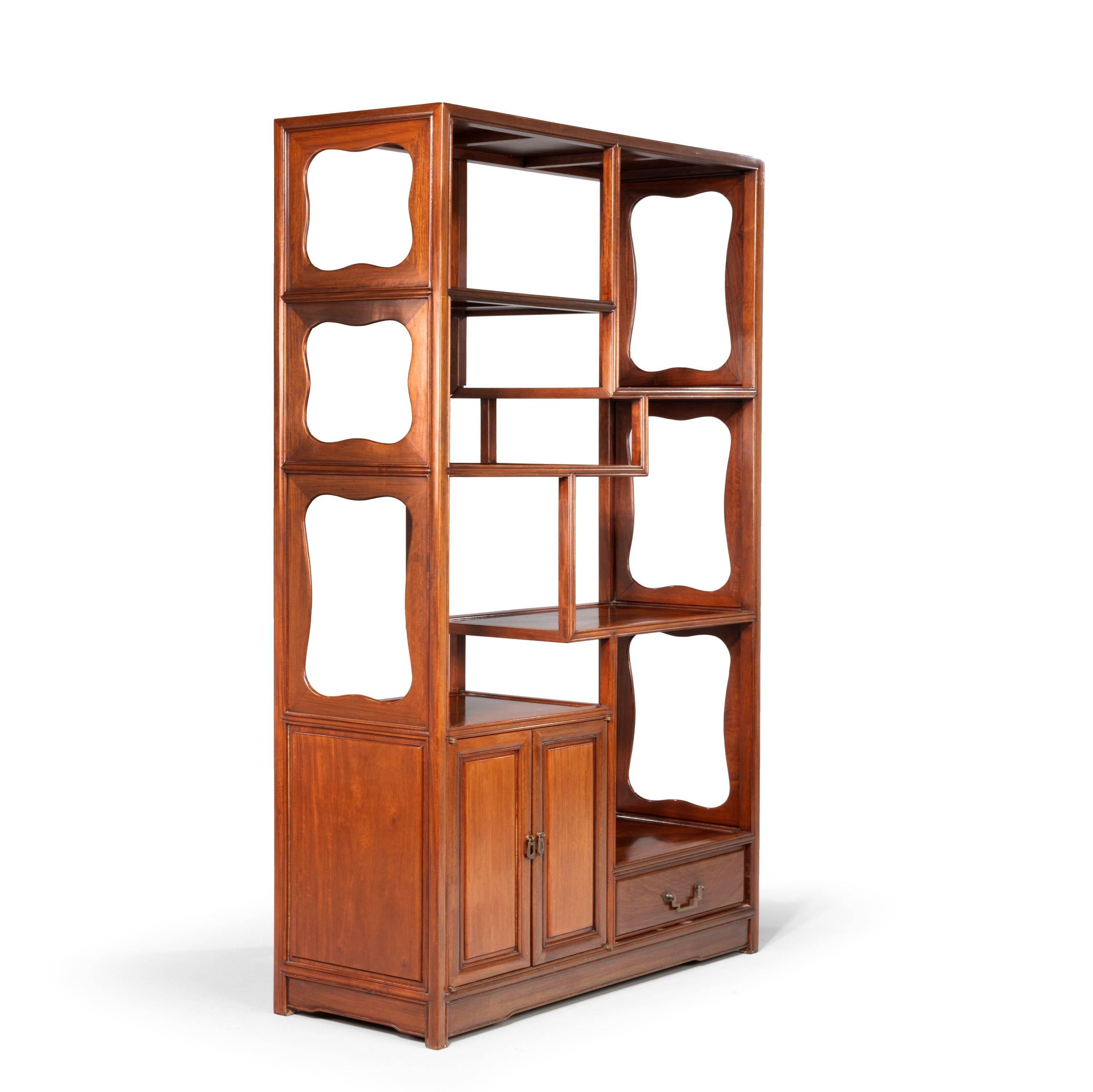 Chinese Most Attractive Late 20th Century Oriental Hardwood Étagère
