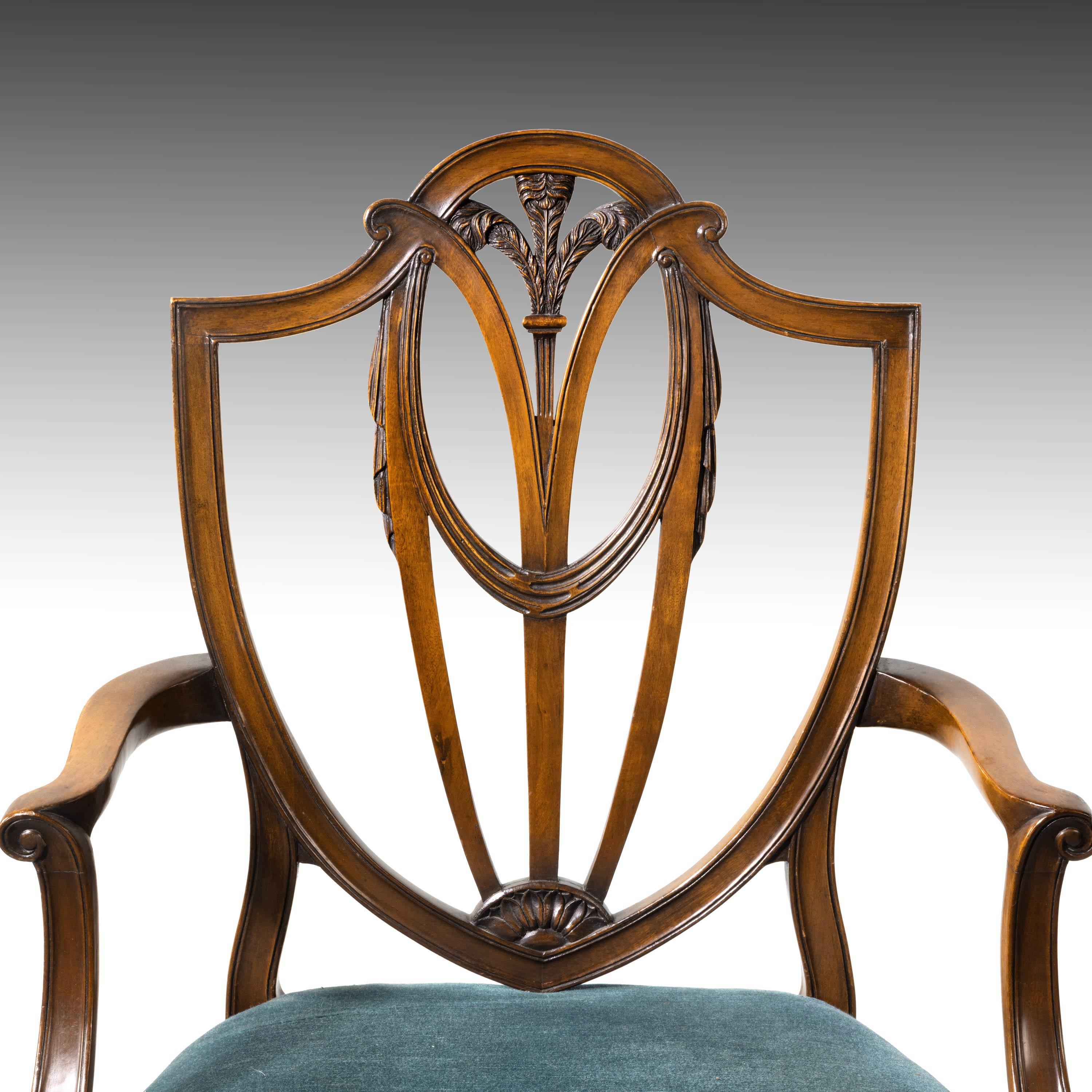 Most Attractive Set of 8 '6+2' Early 20th Century Hepplewhite Chairs 3