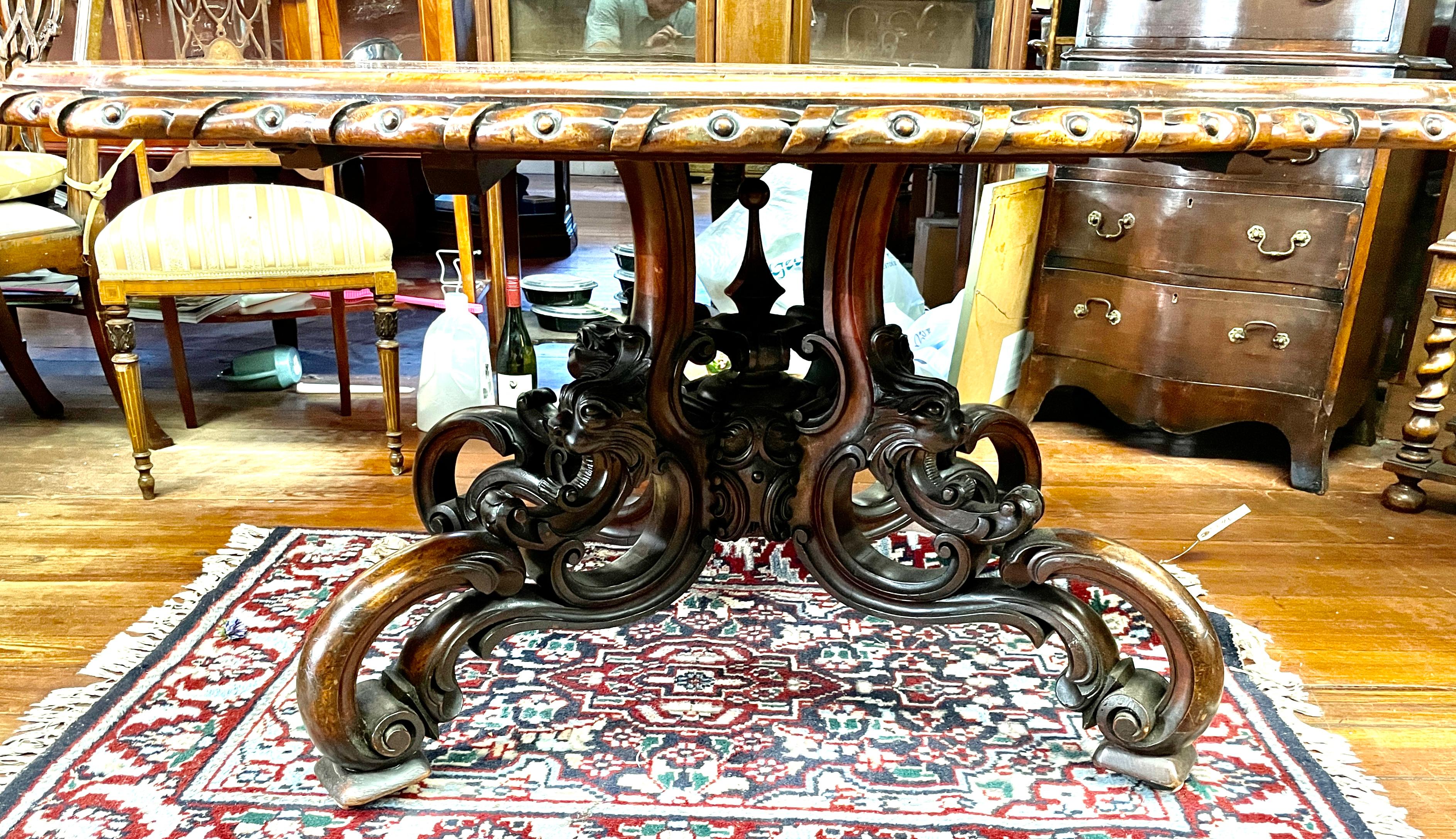 A Most Fabulous Antique English Burr Walnut Shaped Tilt-Top Loo or Centre Table For Sale 8