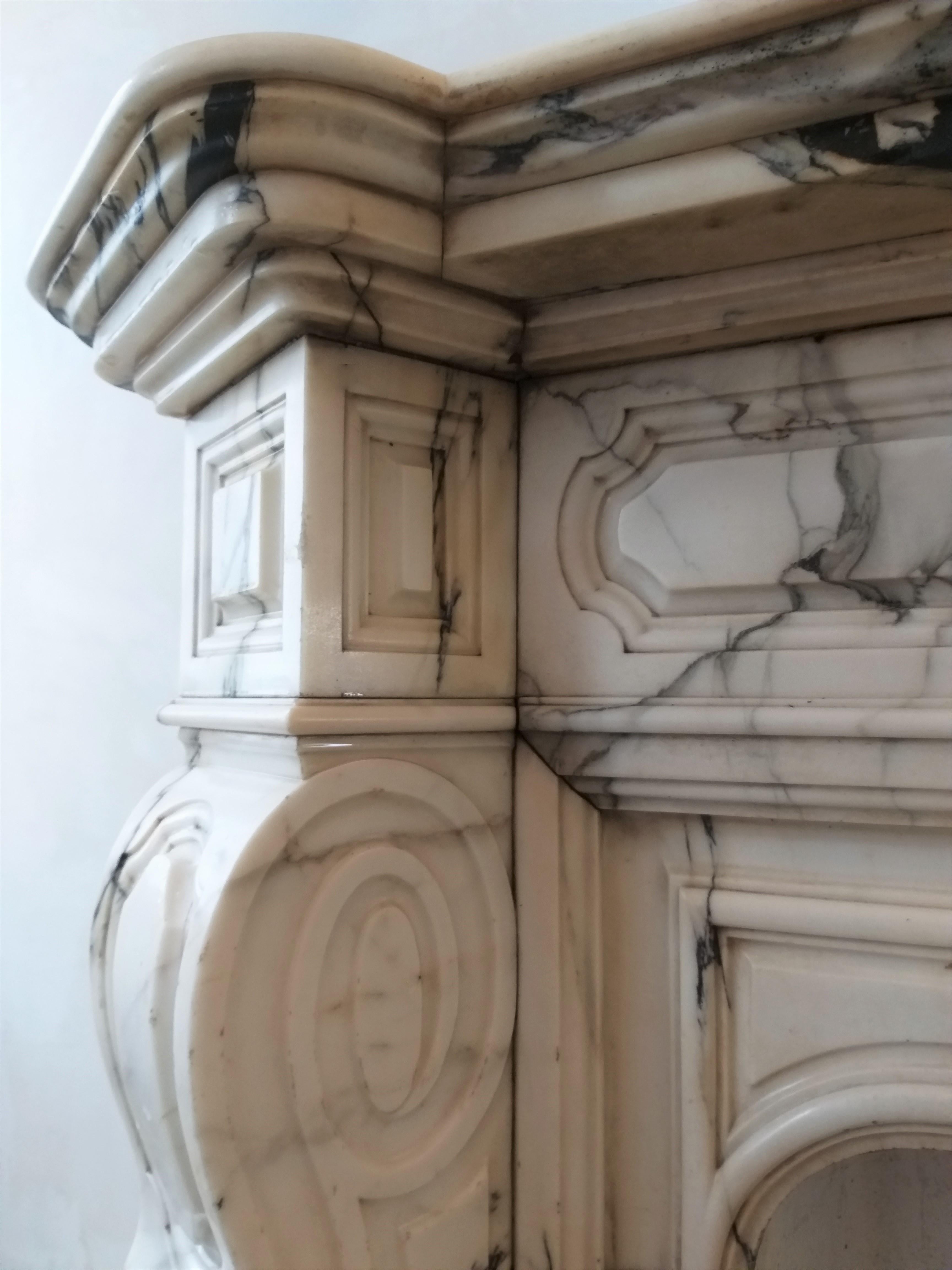 Most Stunning Serrevezza Marble Chimneypiece In Good Condition For Sale In Gembloux, BE