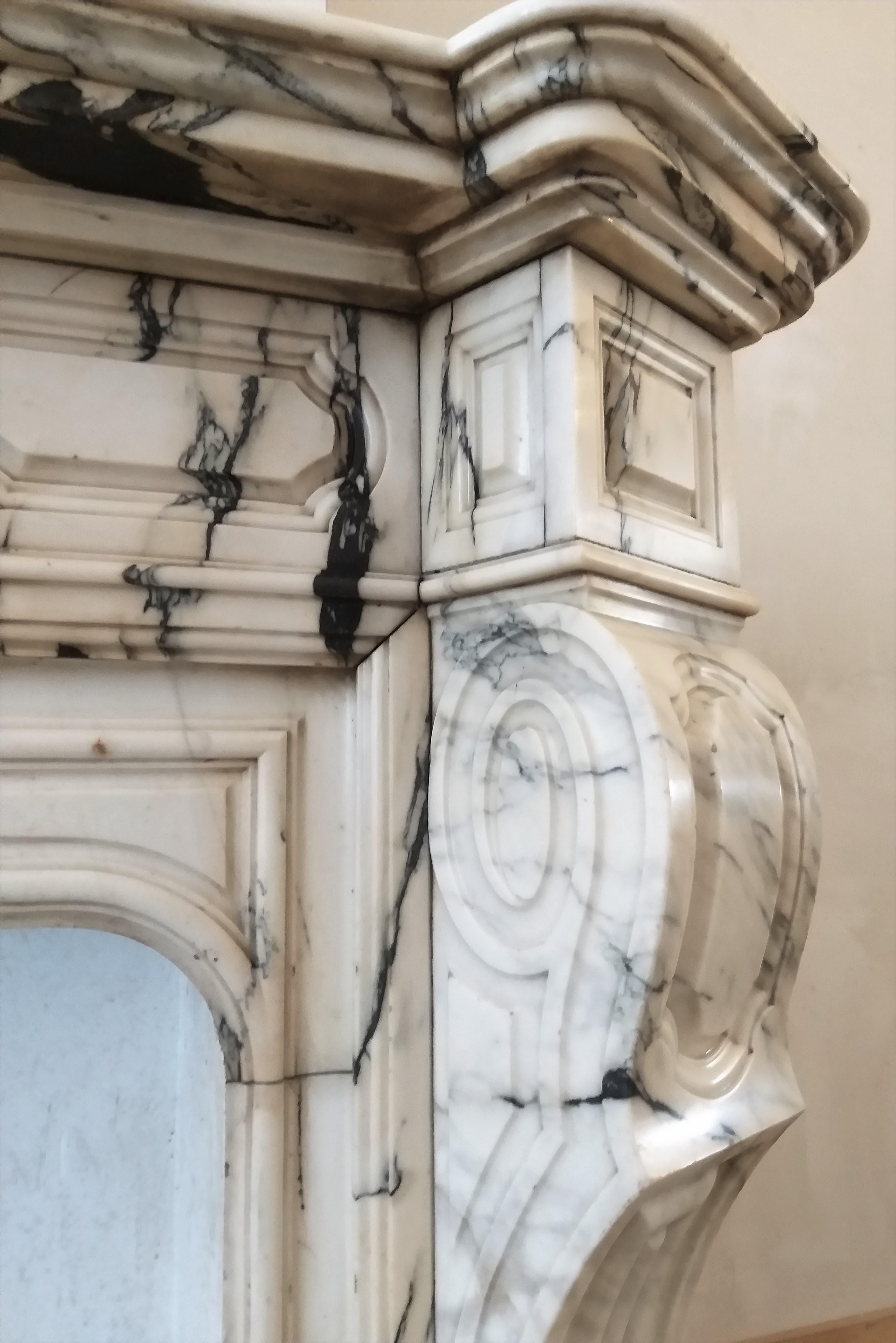 Late 19th Century Most Stunning Serrevezza Marble Chimneypiece For Sale