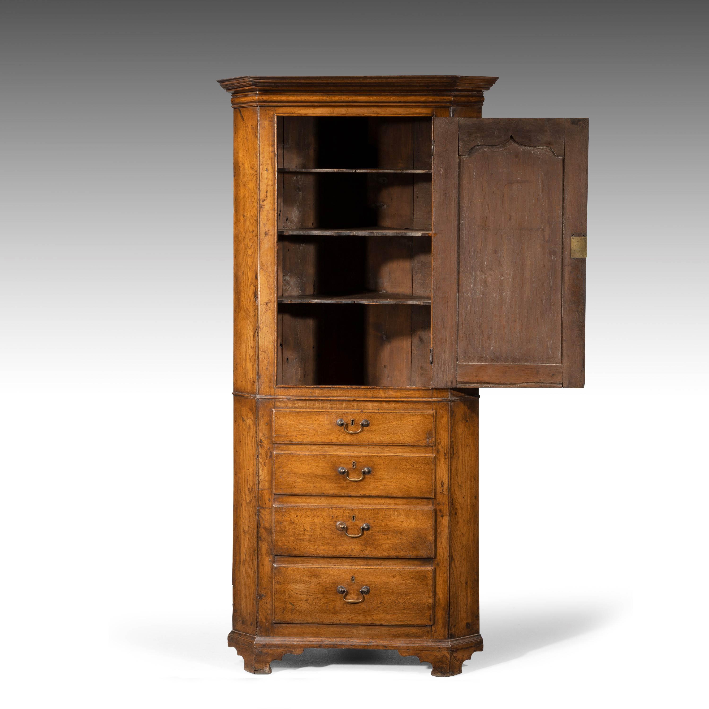 Most Unusual Early 19th Century Oak Corner Cupboard For Sale At
