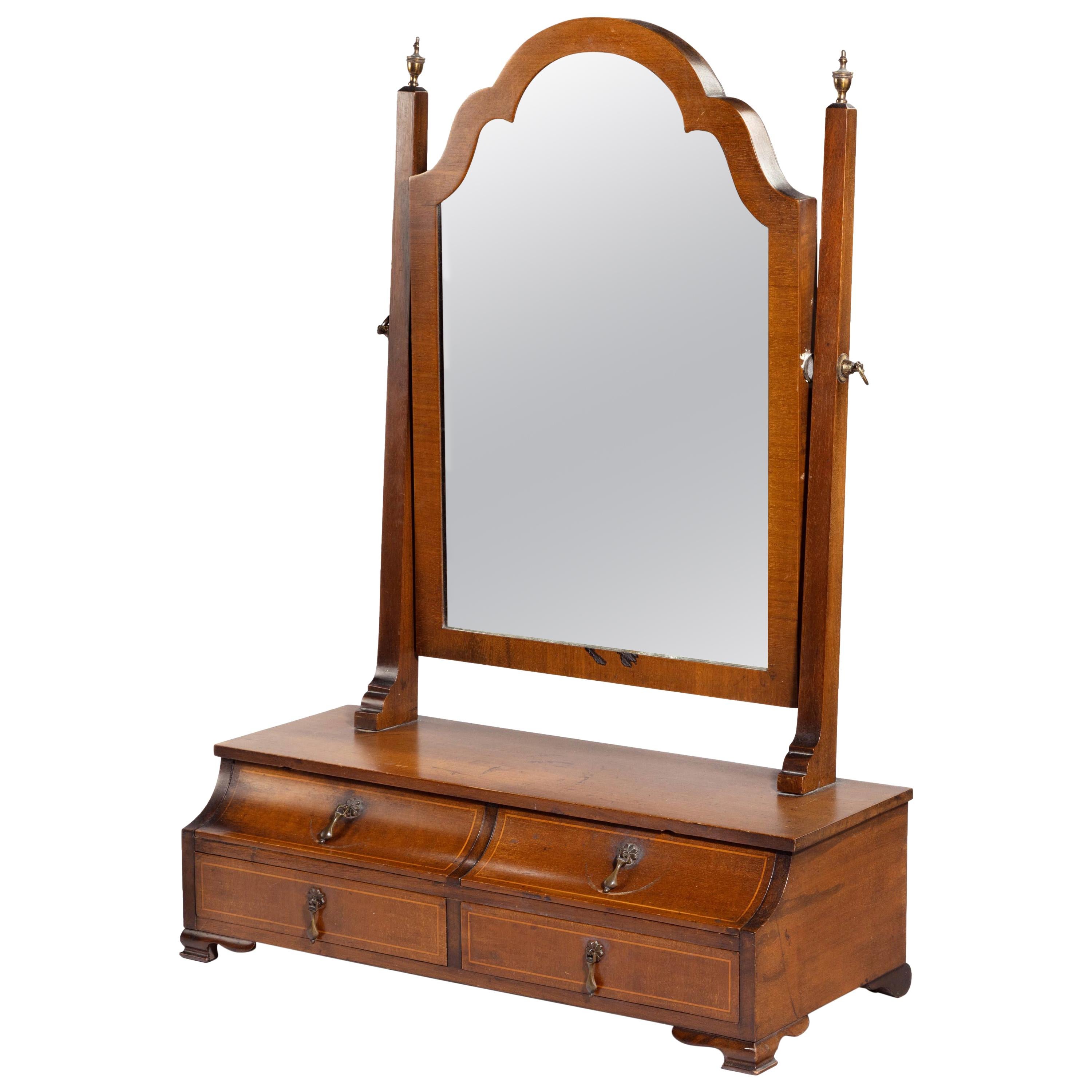 Most Unusual Early 20th Century Mahogany Framed Mirror of Queen Anne Design
