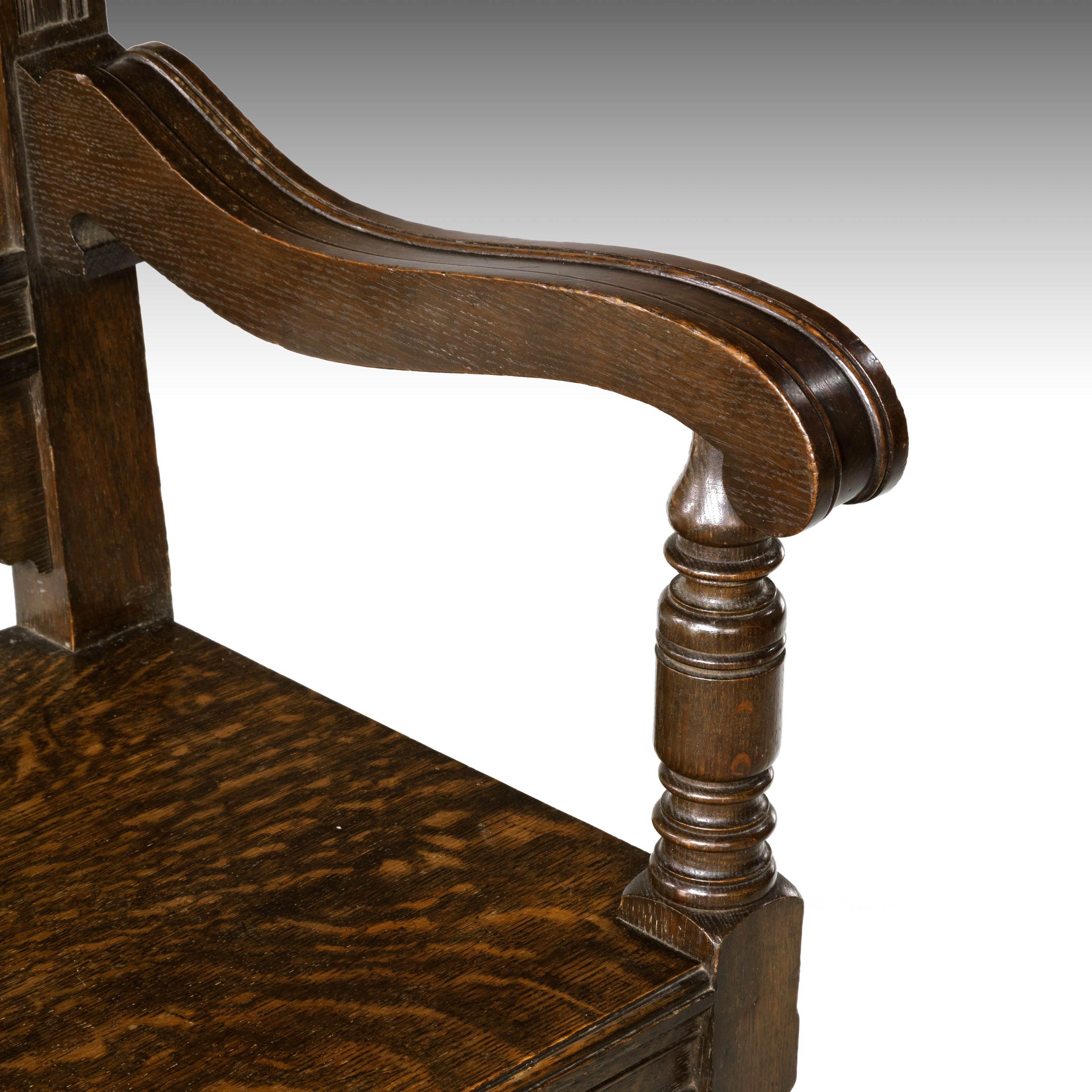 Mahogany Most Unusual Late 19th Century Oak Hall Bench