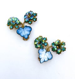 A most unusual pair of glass and paste 'en tremblant' earrings, France, 1950s.