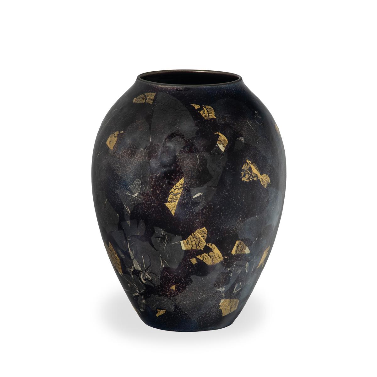 Late 20th Century A most unusual silver and gold leaf cloisonné vase by Sukiku, 1981 For Sale