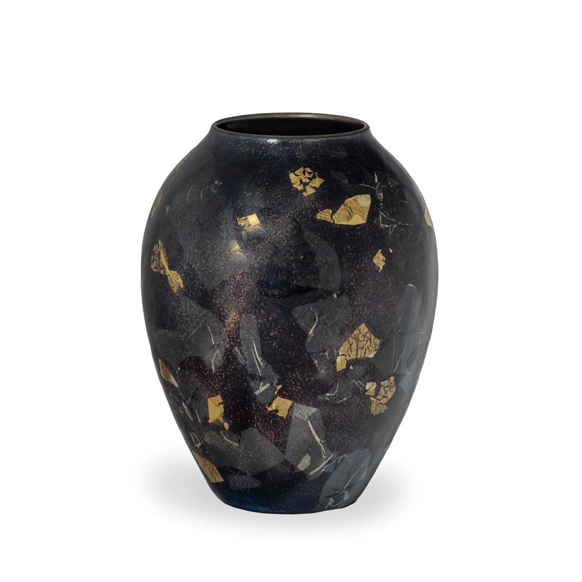Metal A most unusual silver and gold leaf cloisonné vase by Sukiku, 1981 For Sale