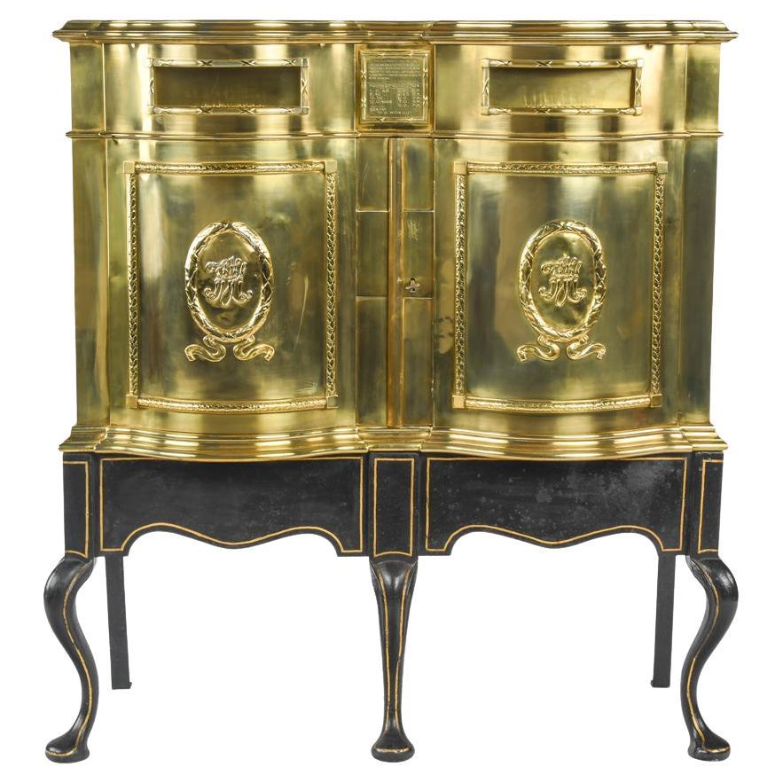 A most unusual Victorian brass private posting box For Sale