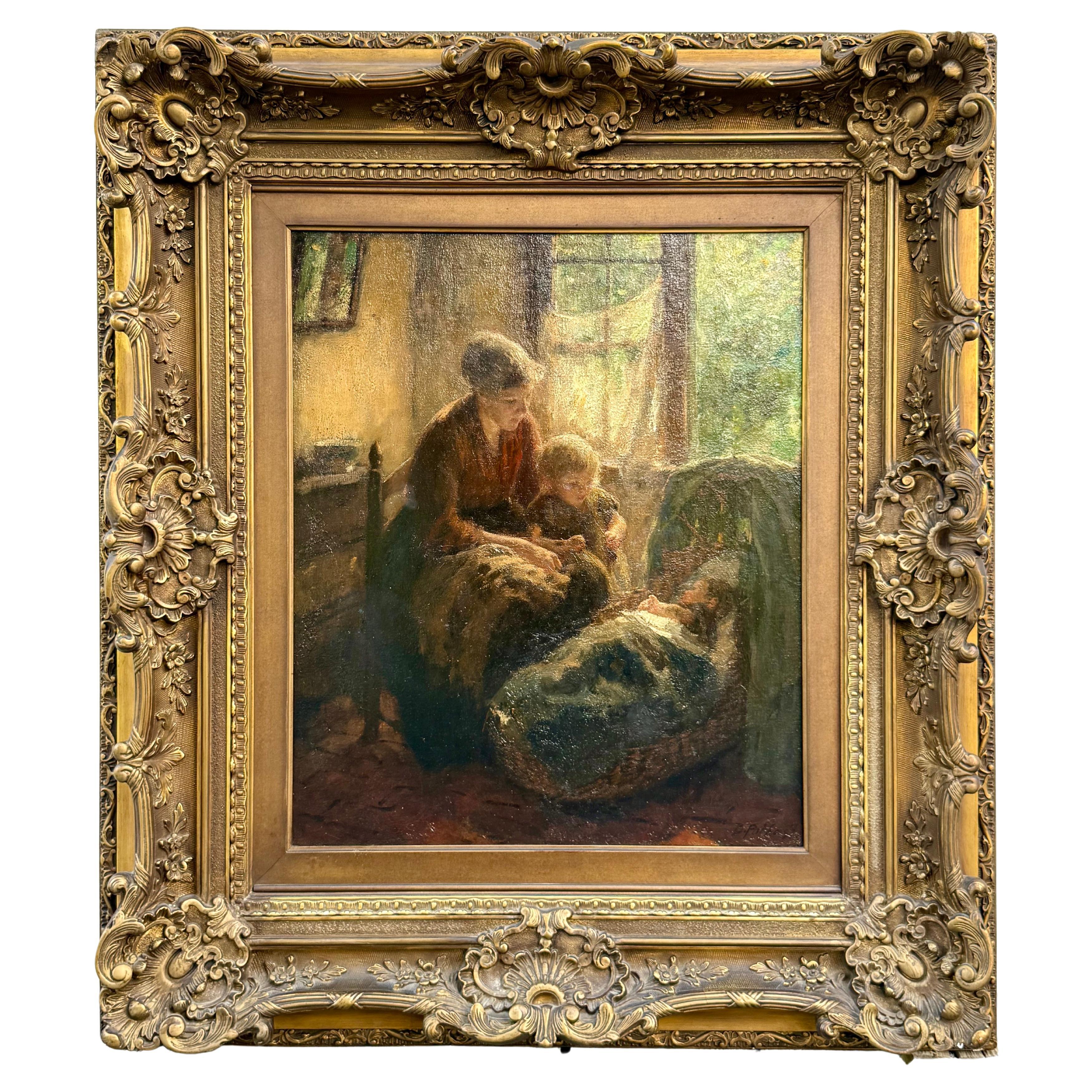 "A Mother and Her Children in the Kitchen" by Bernard Pothast For Sale
