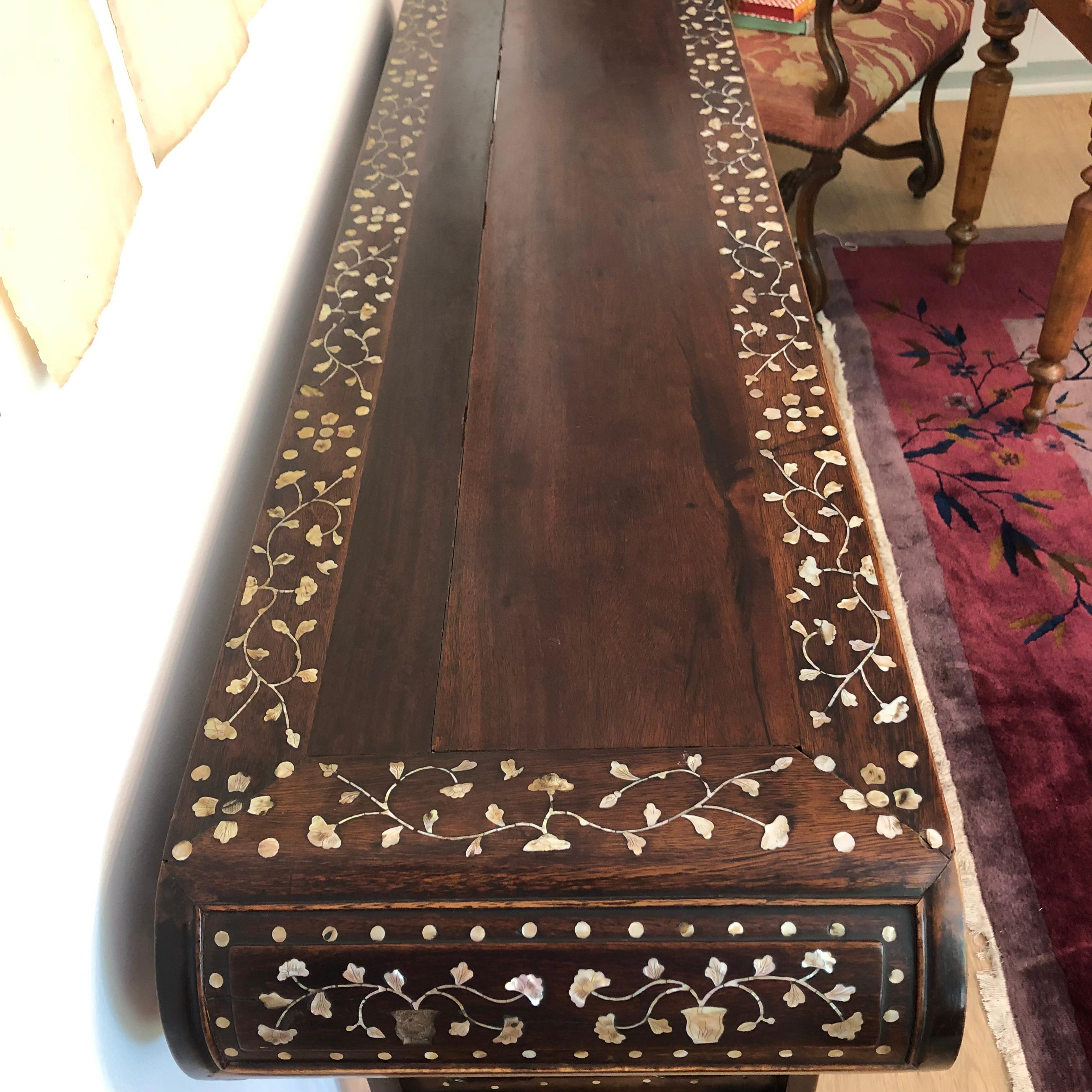 Antique Carved and Inlaid Altar Table, Chinoiserie, 19th Century For Sale 4