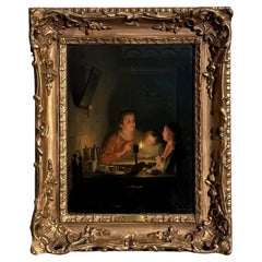 "A Mother Teaching Her Children by Lamplight" by Dutch Artist Johannes Rosierse