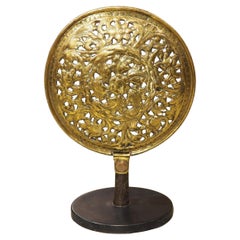 A Mounted 17th Century Cut Brass Bassinoire Cover from France
