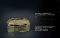 A Mughal Indian Brass Engraved Betel Pandan Box