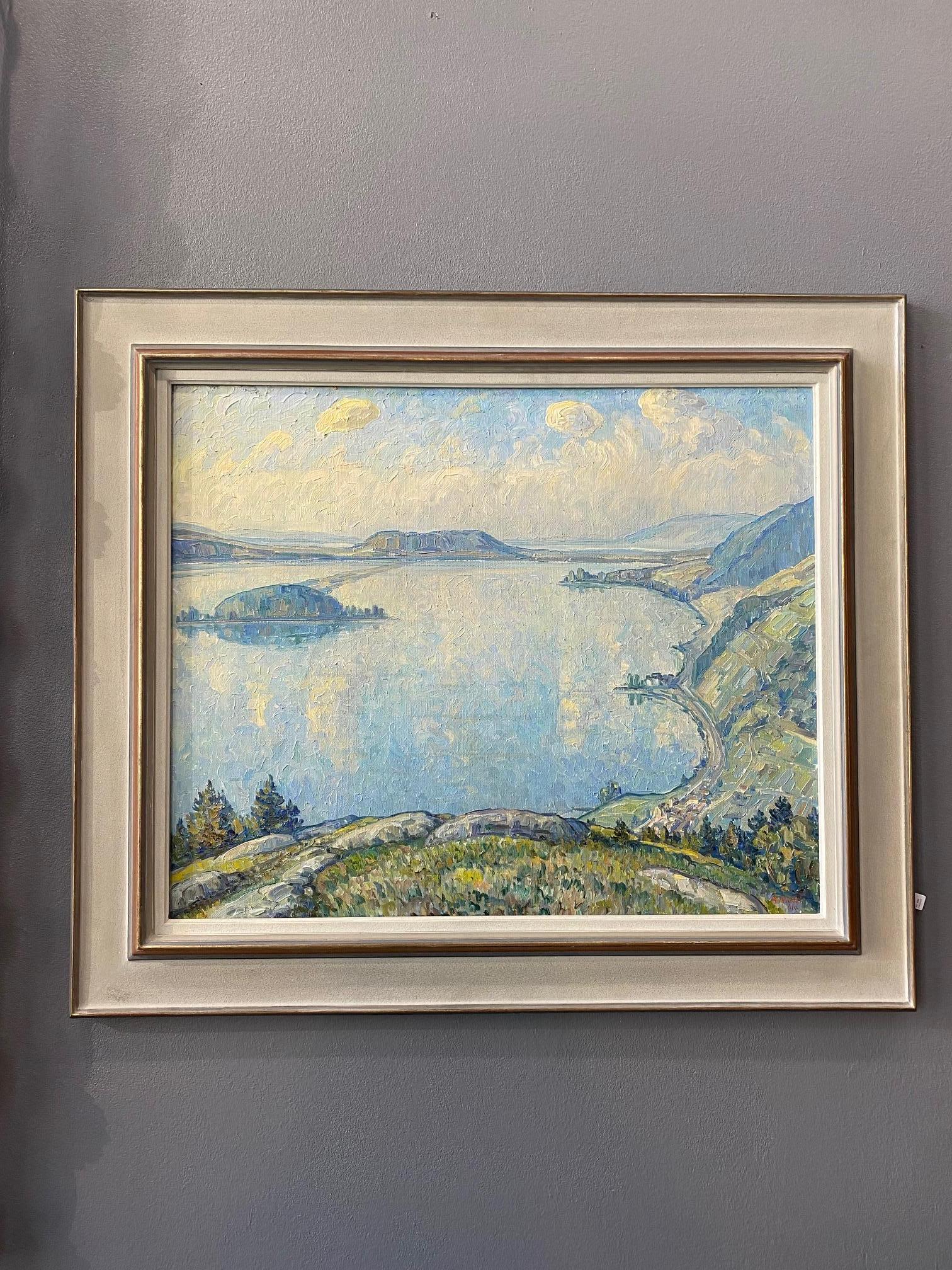 Lake view by A. Muller - Oil on canvas 60x73 cm - Painting by A. Müller