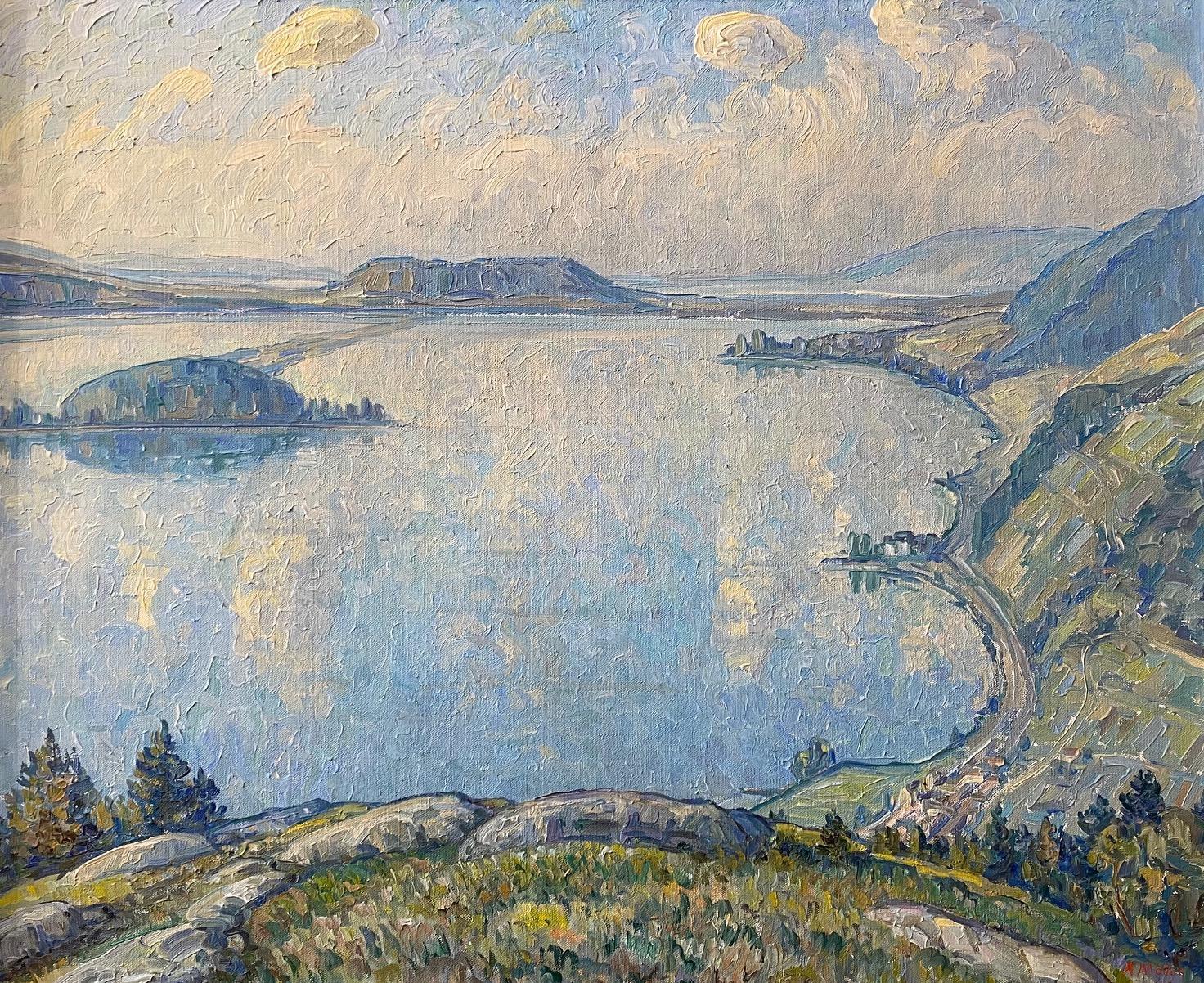 Lake view by A. Muller - Oil on canvas 60x73 cm