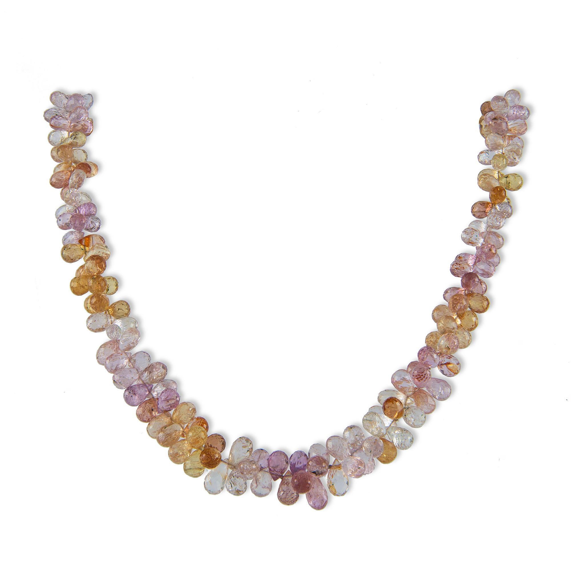Moderno Collana di perline multicolore Topazio Briolette in vendita
