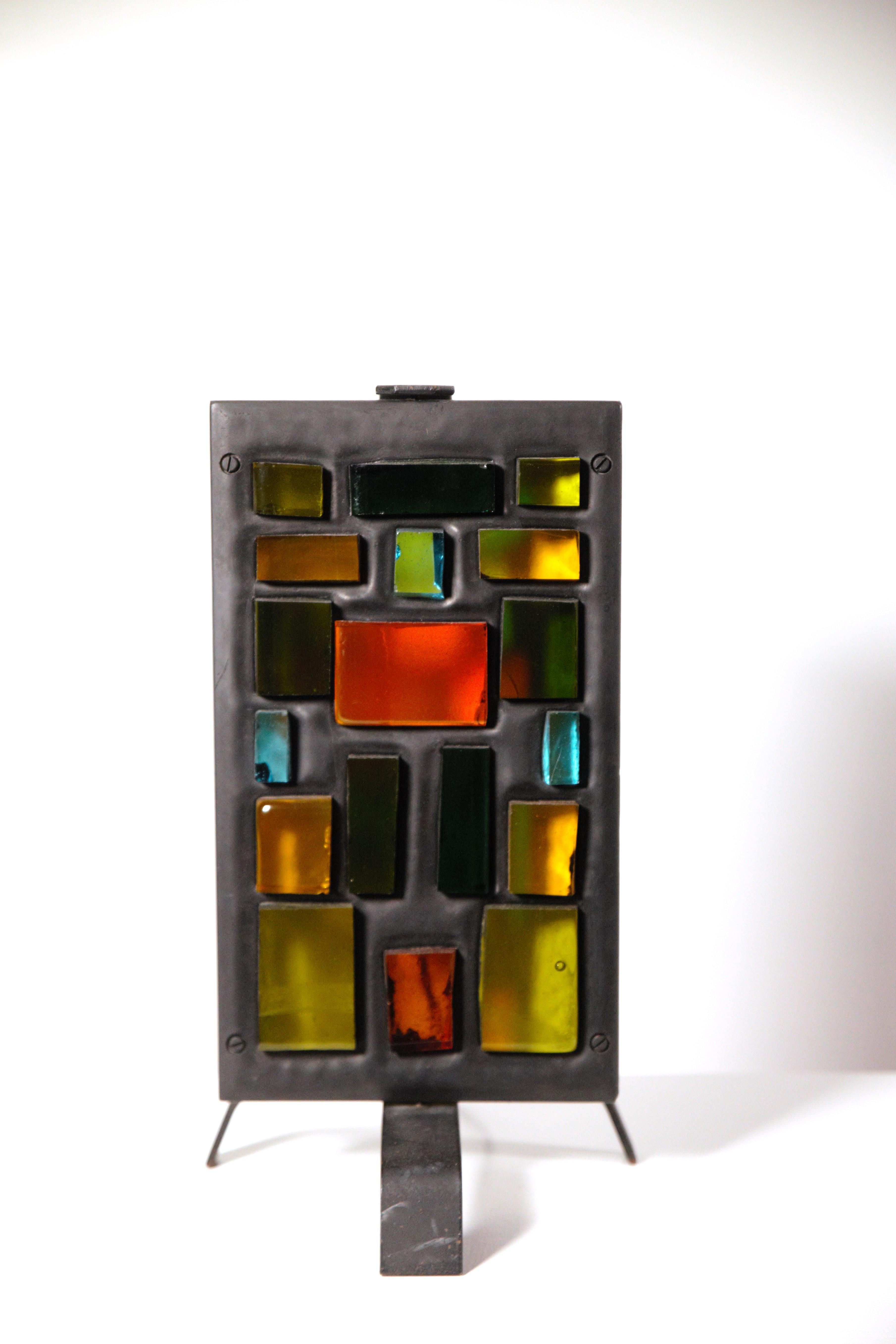 French A Multicolor Glass Lamp by Jean Simon Labret France 1970s For Sale