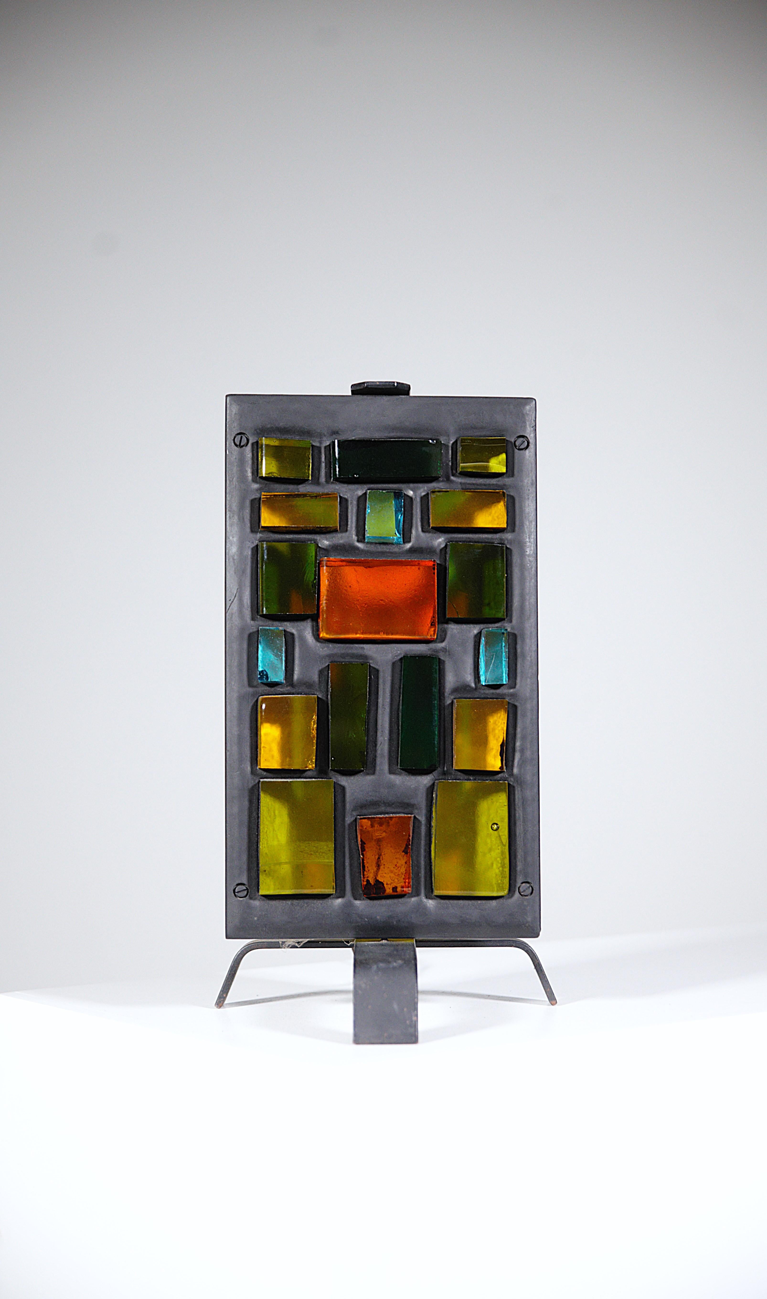 Francese Lampada in vetro multicolore di Jean Simon Labret Francia anni '70 in vendita