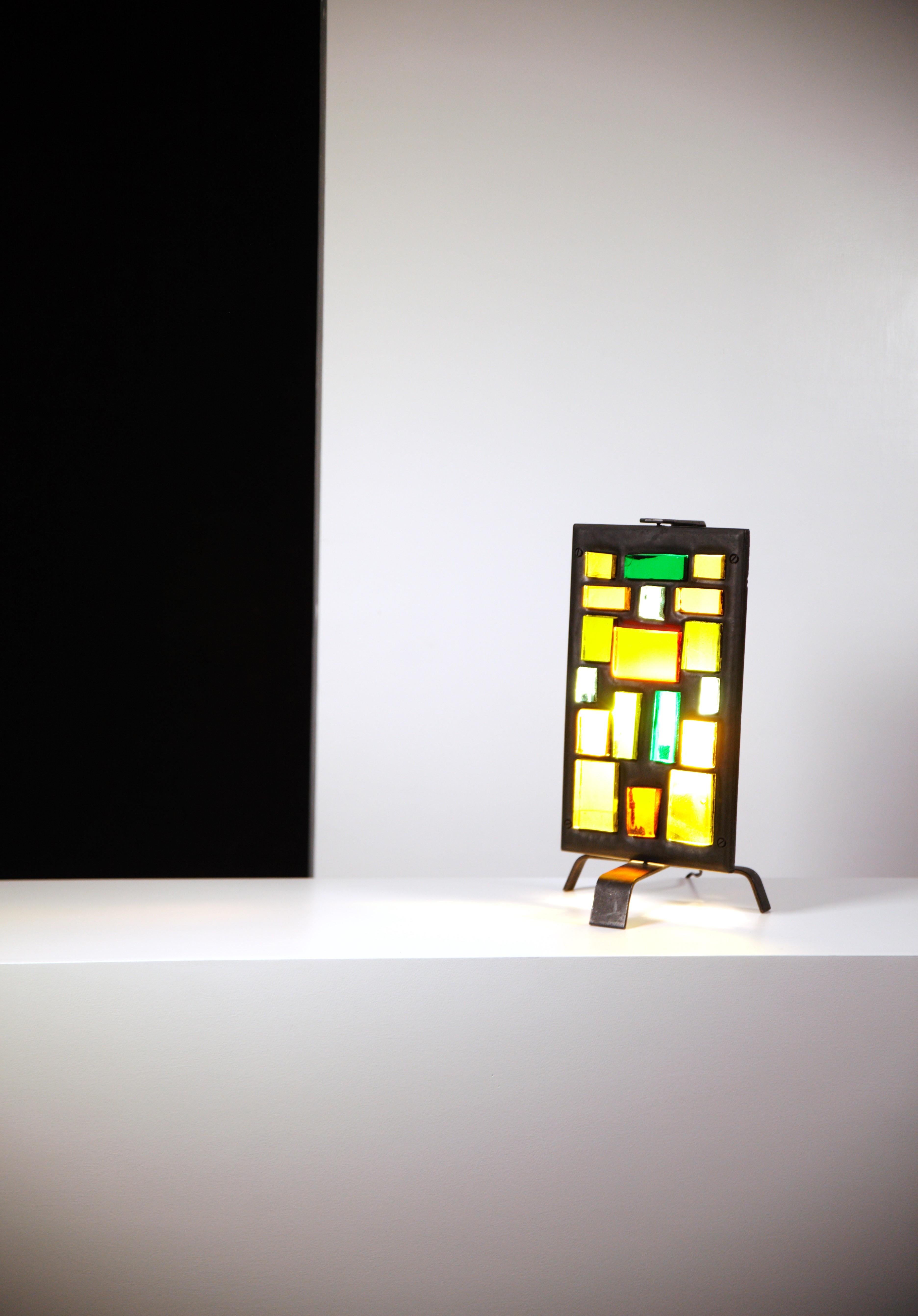 Late 20th Century A Multicolor Glass Lamp by Jean Simon Labret France 1970s For Sale