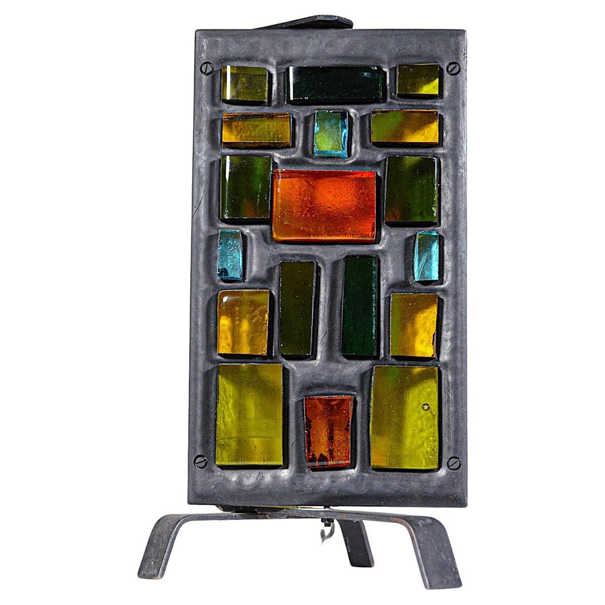 A Multicolor Glass Lamp by Jean Simon Labret France 1970s