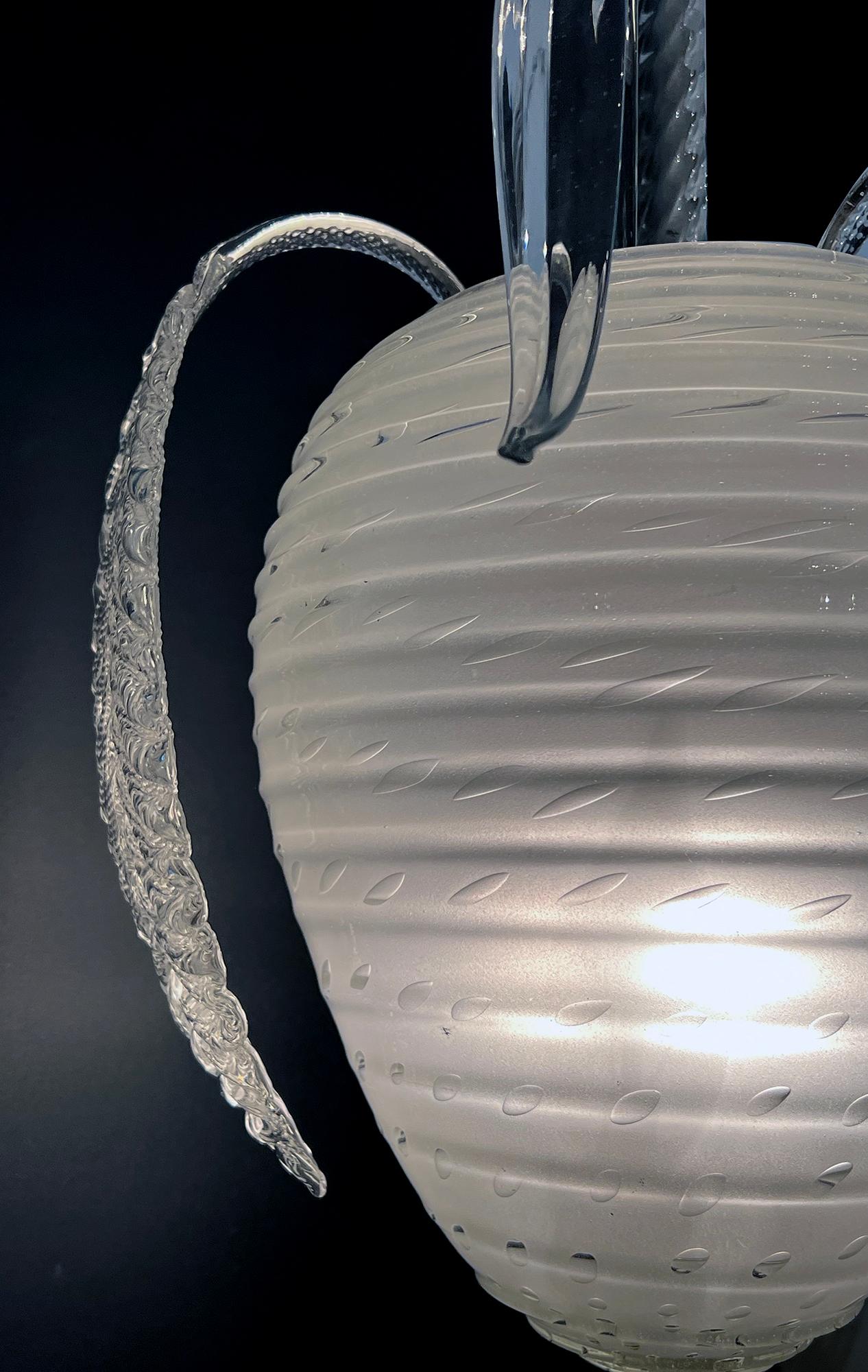 Italian A Murano 1950s Berry-form Frosted Glass Pendant Light by Seguso For Sale