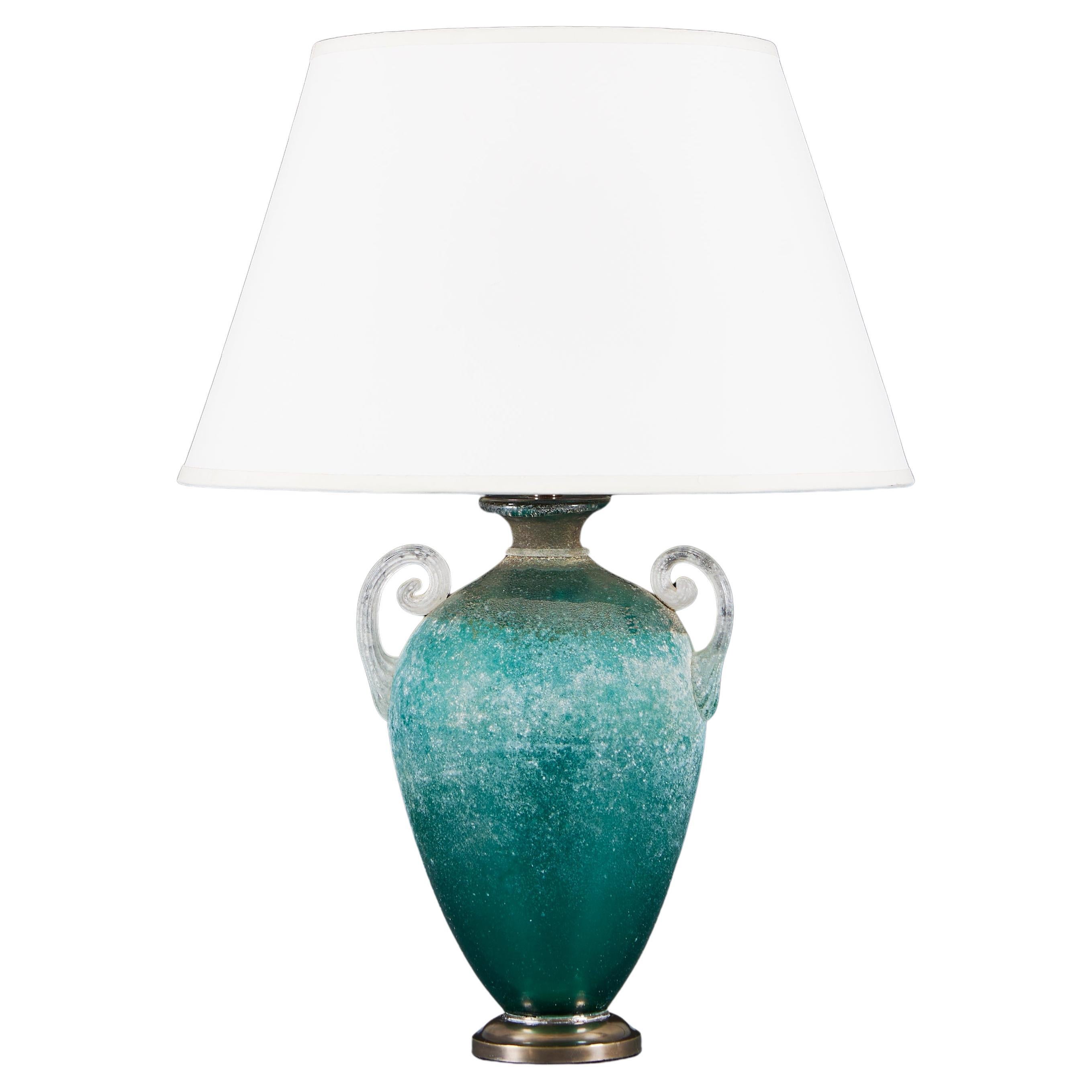 A Murano Amphora Vase As A Table Lamp With Brass Base