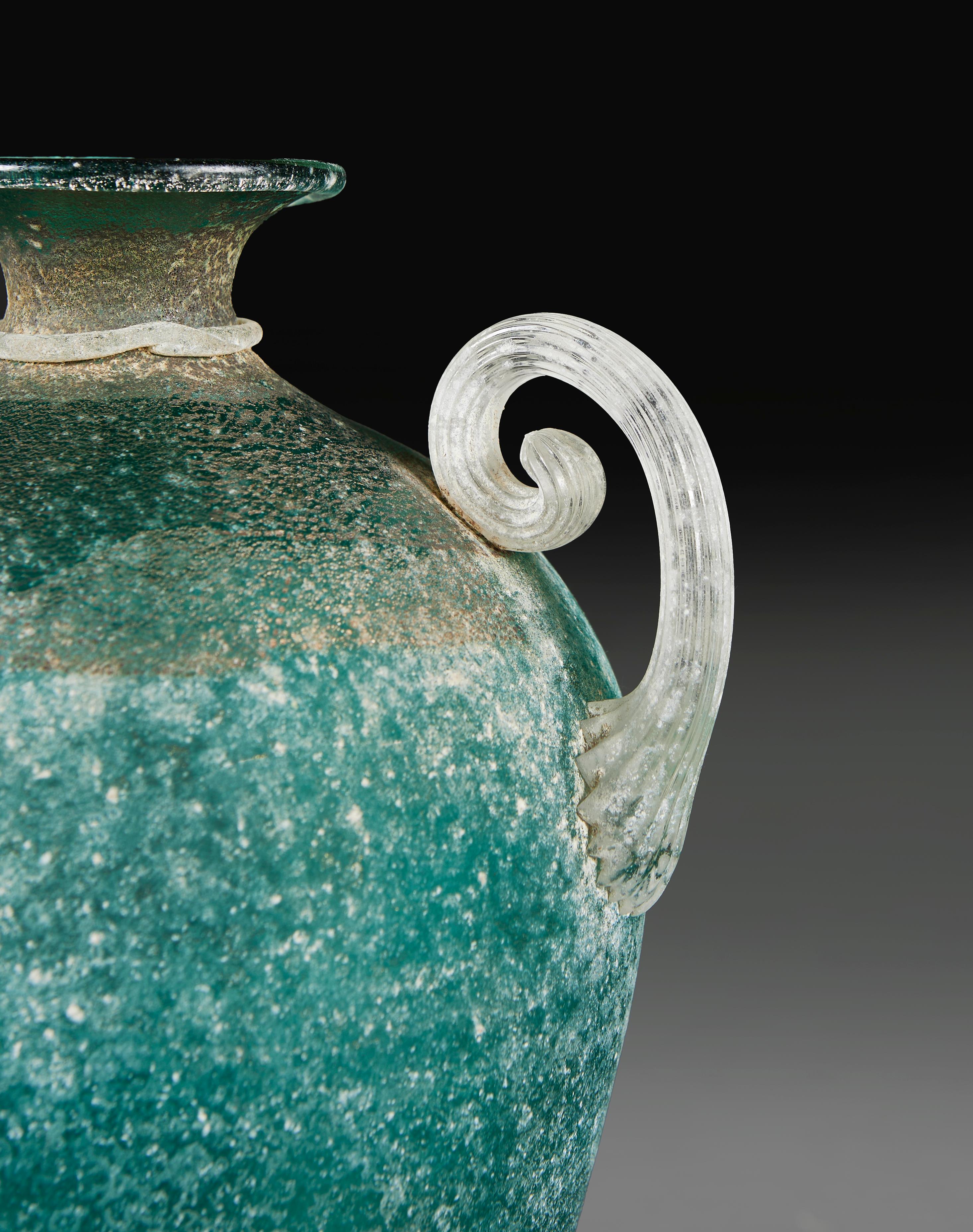 Italian A Murano Amphora Vase As A Table Lamp With Brass Base