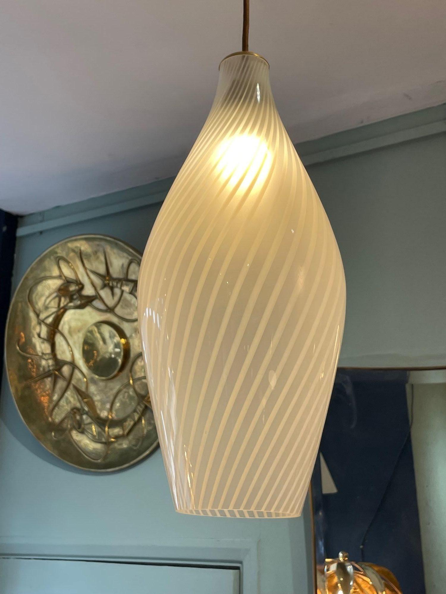 Brass A Murano glass pendant light by Aloys Gangkofner for Peill & Putzler. For Sale