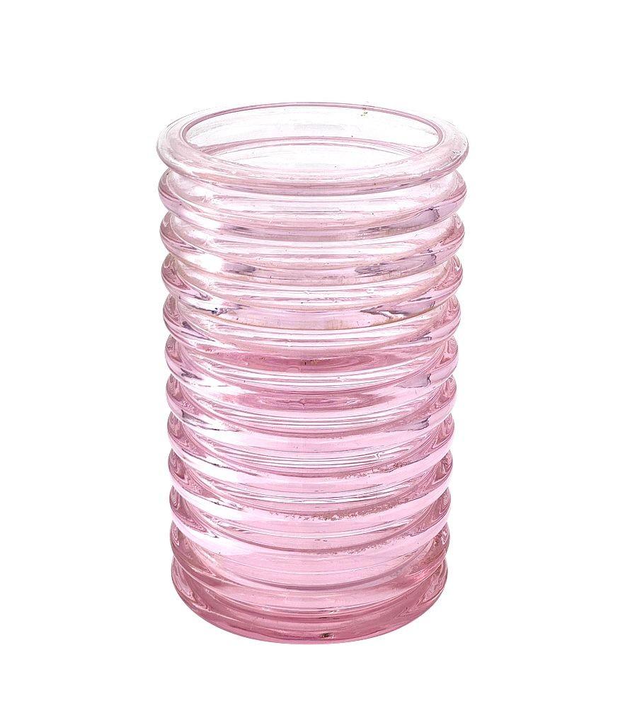 Fine XX secolo Vaso a coste rosa in vetro di Murano 