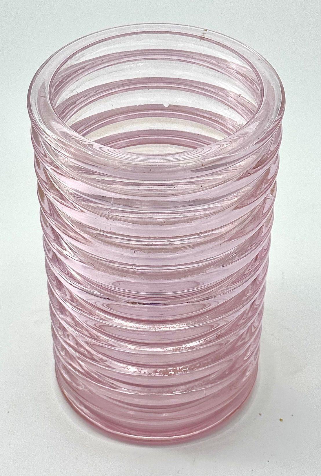 Vaso a coste rosa in vetro di Murano 