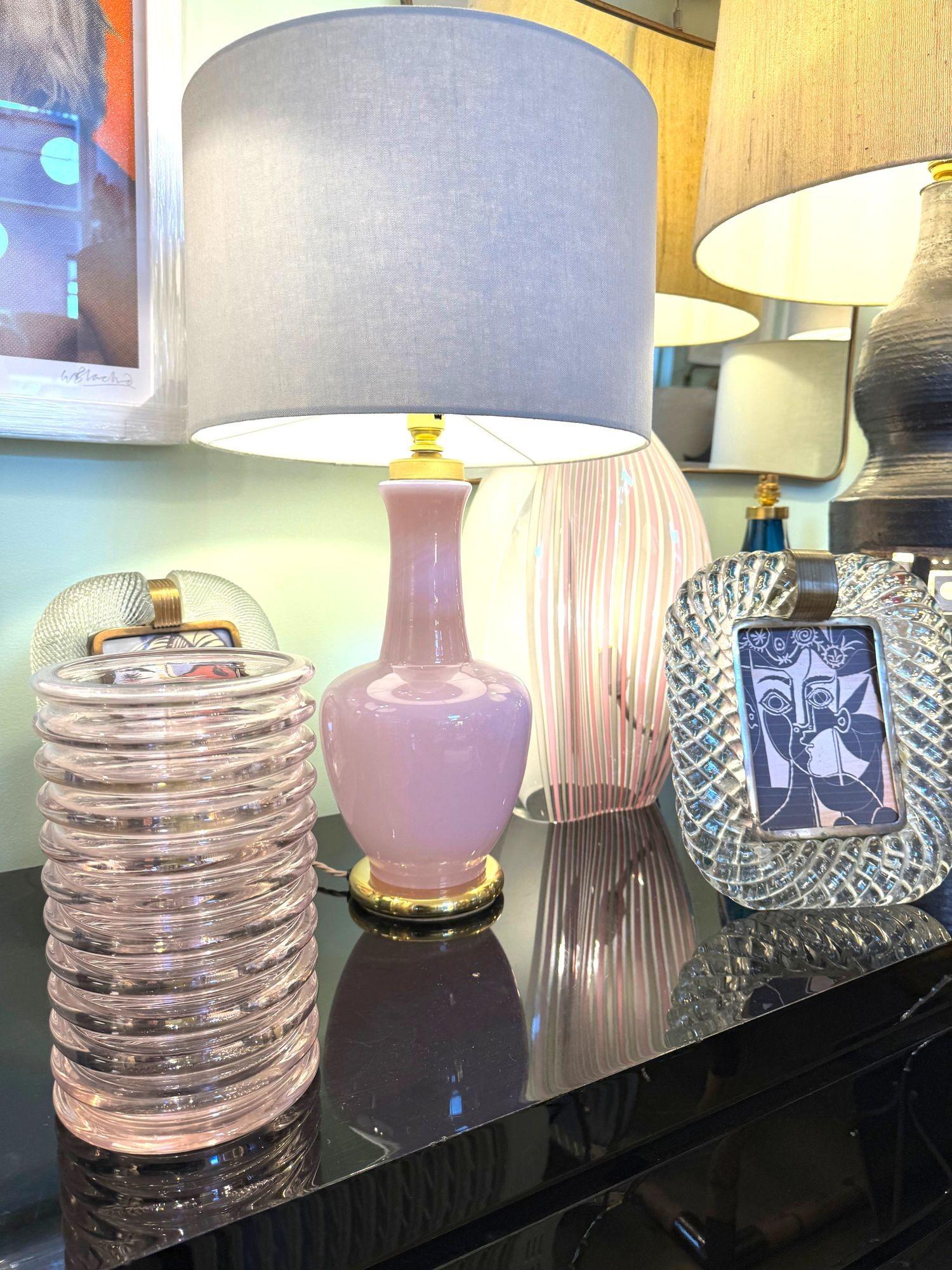 Vaso a coste rosa in vetro di Murano 