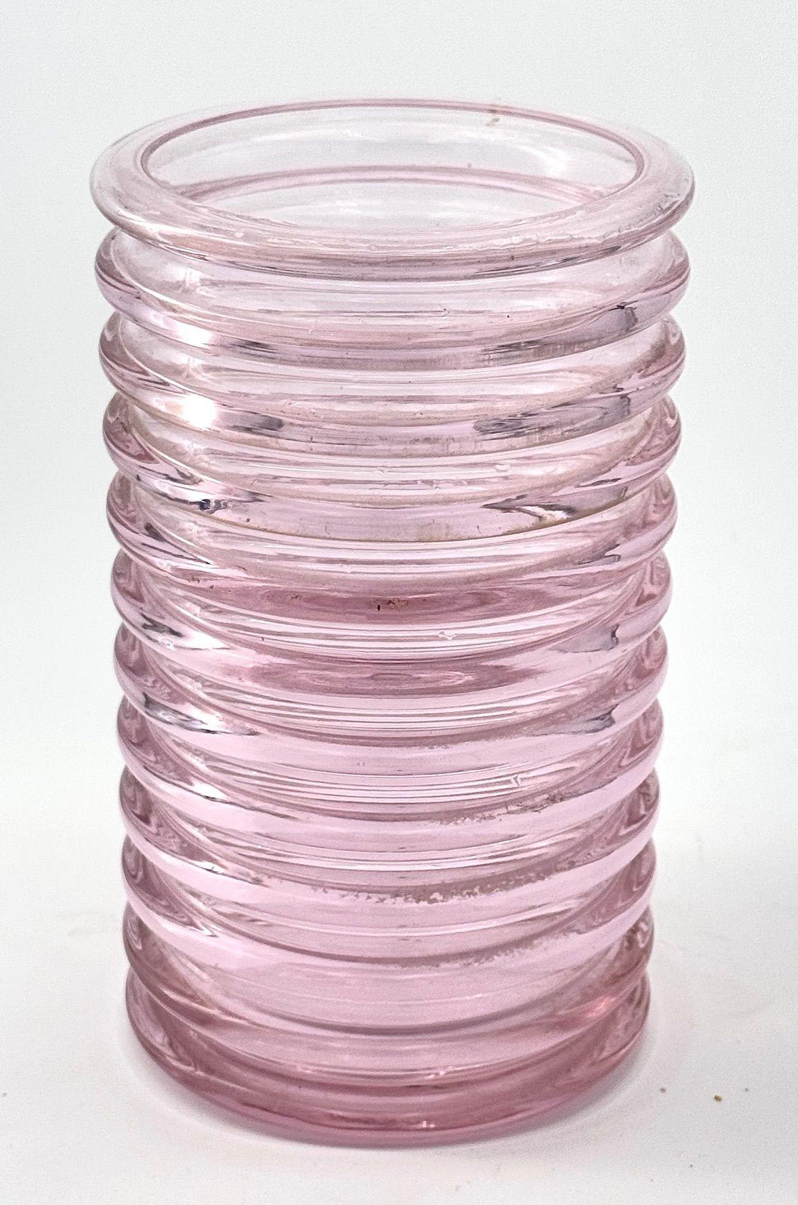 Vaso a coste rosa in vetro di Murano 