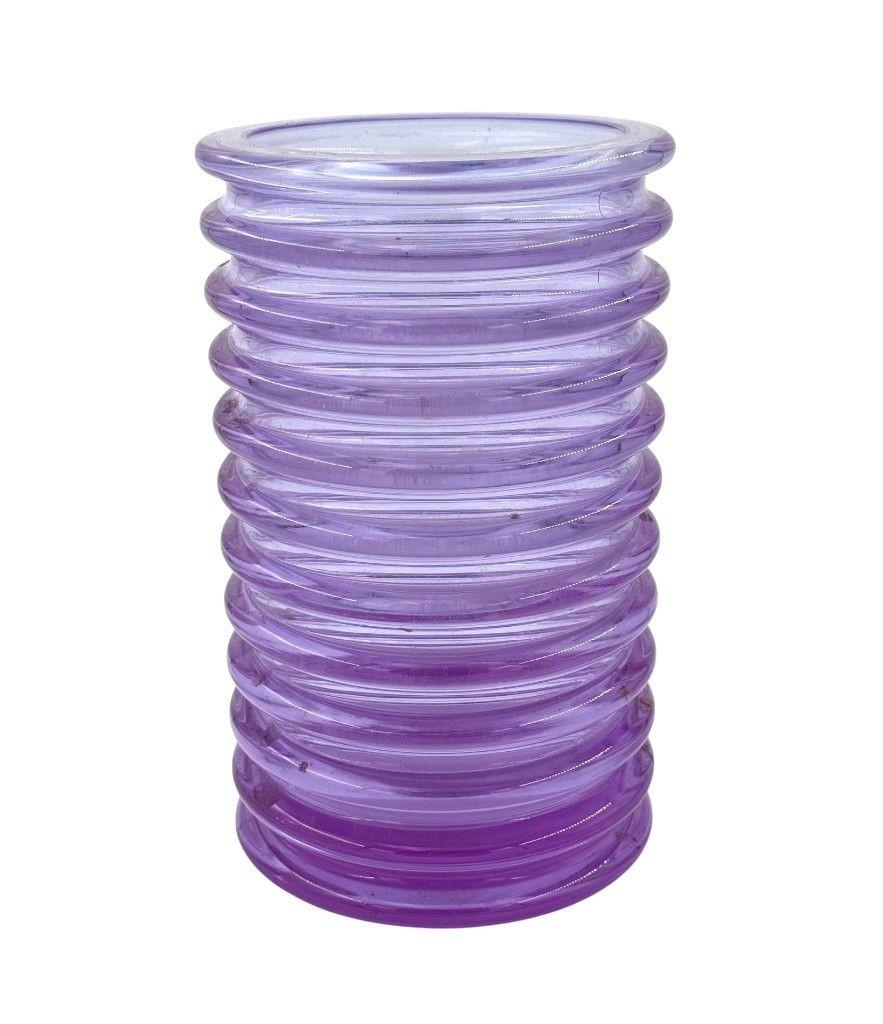 Vase strié violet en verre de Murano 