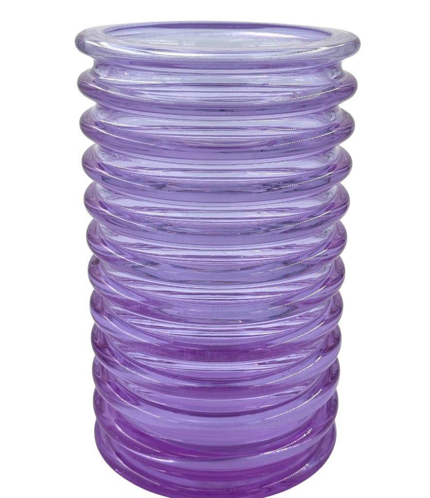 Vase strié violet en verre de Murano 
