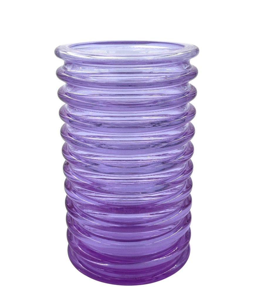 Vase strié violet en verre de Murano 