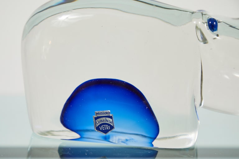 Mid-Century Modern Murano Glass Rhinoceros Designed by Antonio Da Ros for Cenedese For Sale