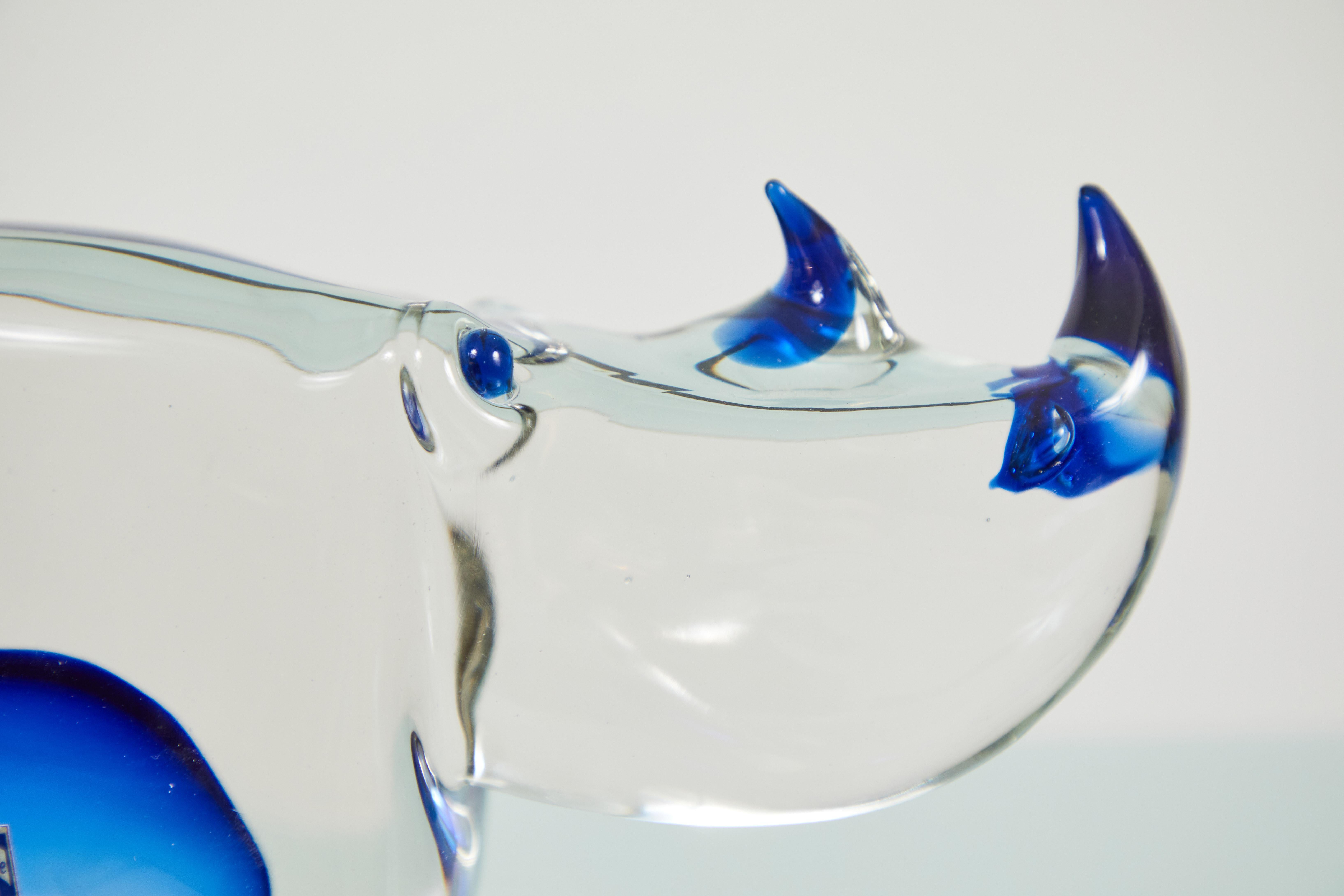 Rinoceronte de cristal de Murano diseñado por Antonio da Ros para Cenedese Italiano en venta