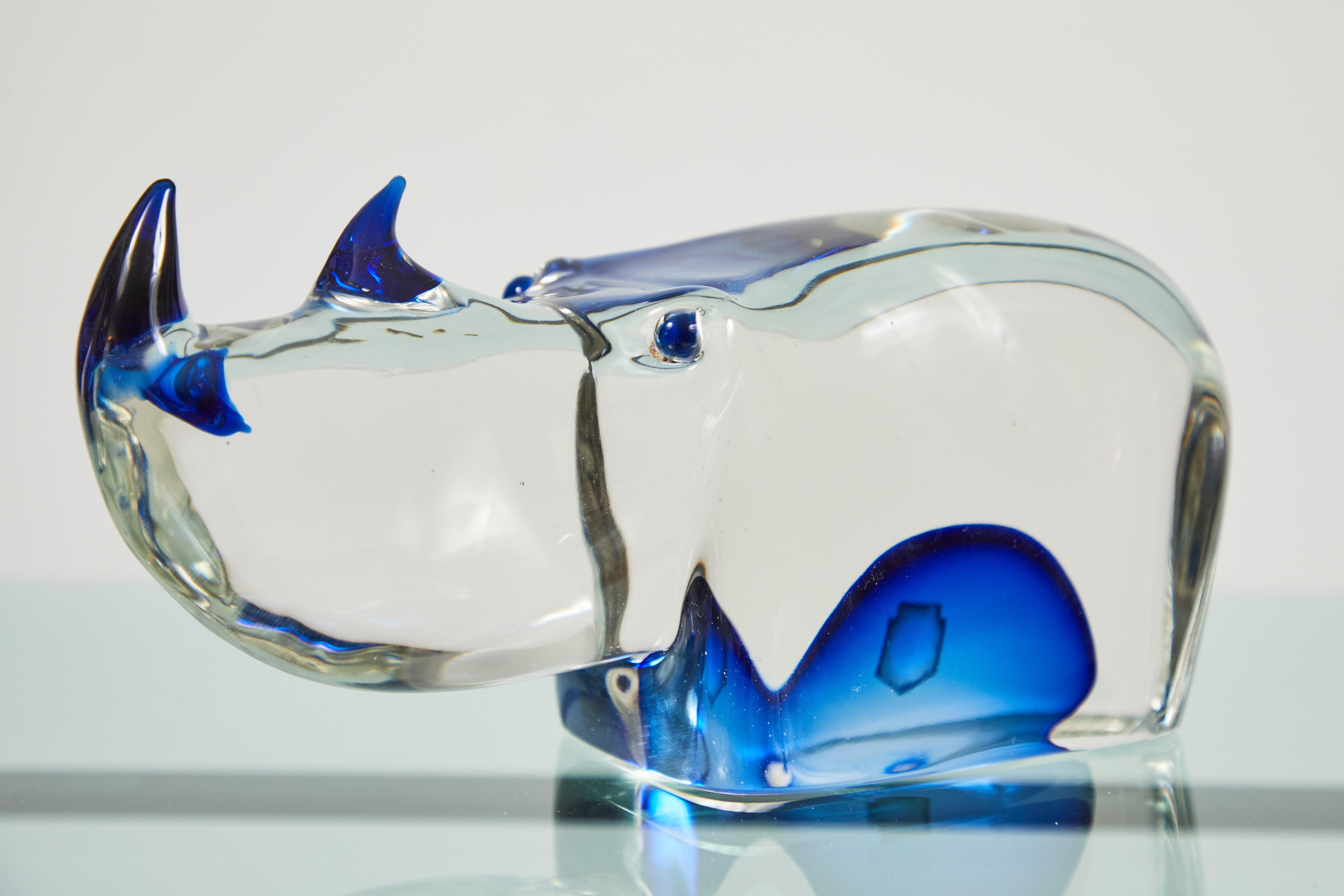 Rinoceronte de cristal de Murano diseñado por Antonio da Ros para Cenedese Pulido en venta