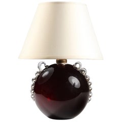 Murano Glass Table Lamp of Small Scale with Decorative Serpentine Handles