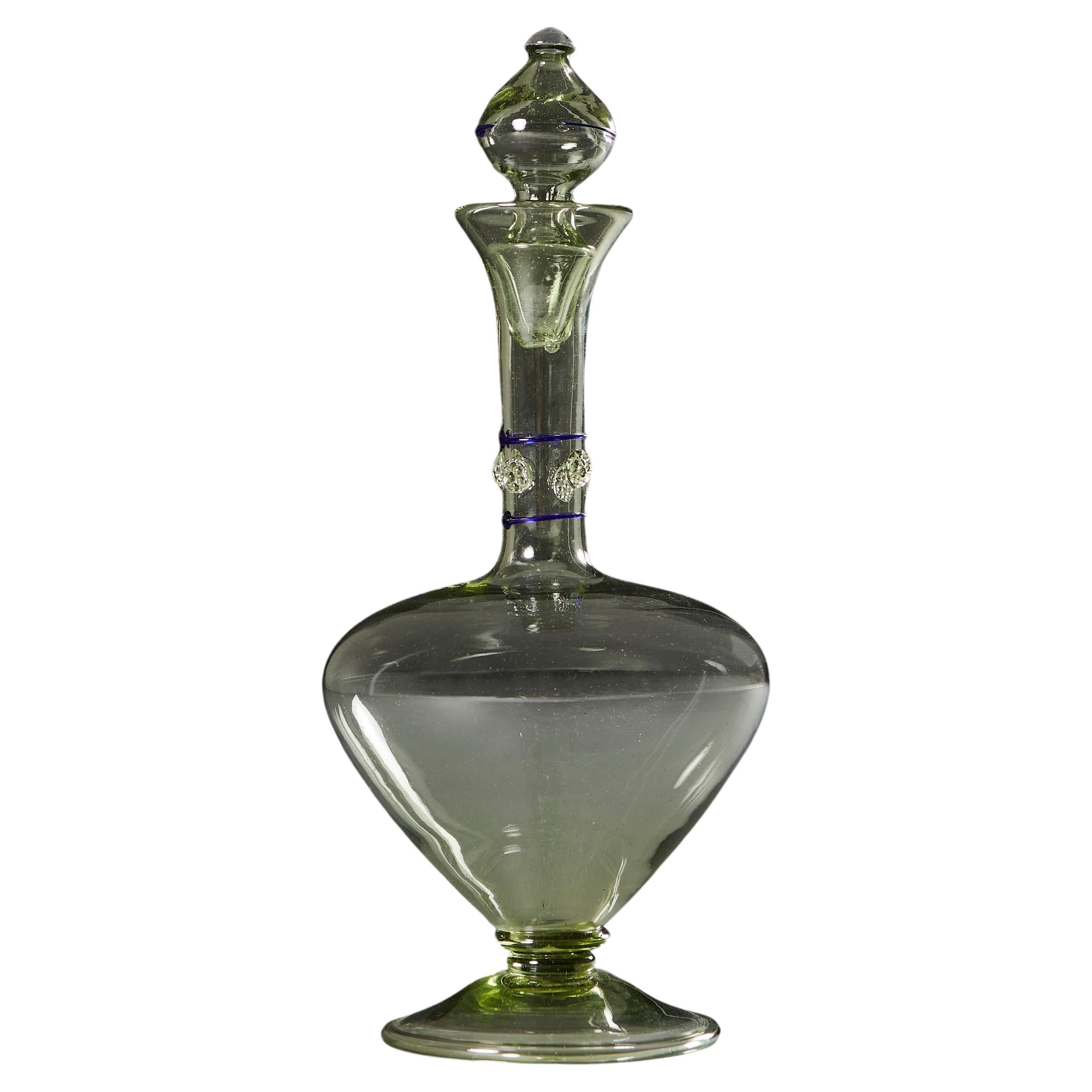 A Murano Green Glass Decanter  For Sale