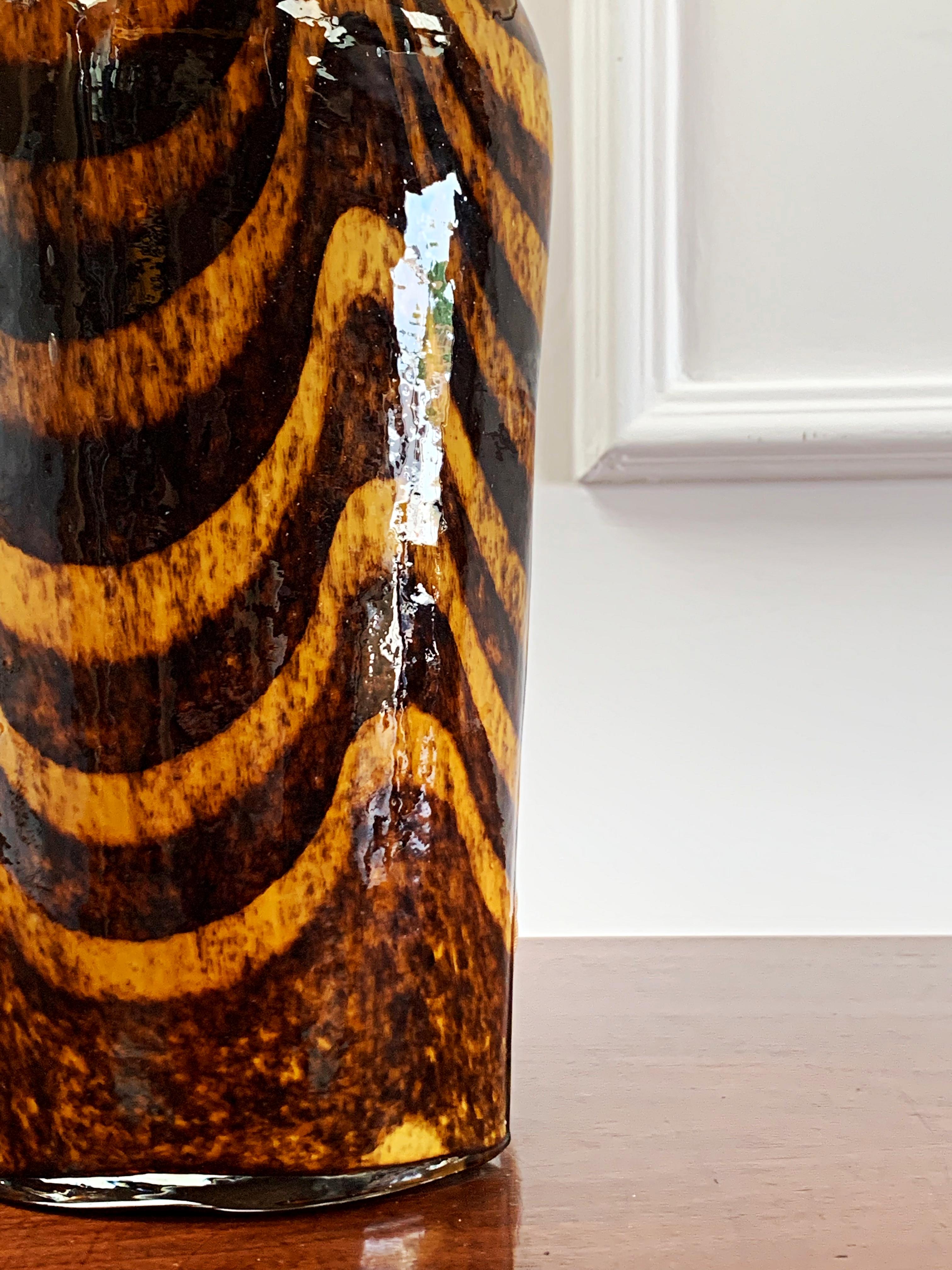 Murano Tiger Stripe Vase Now as a Lamp In Excellent Condition In London, GB